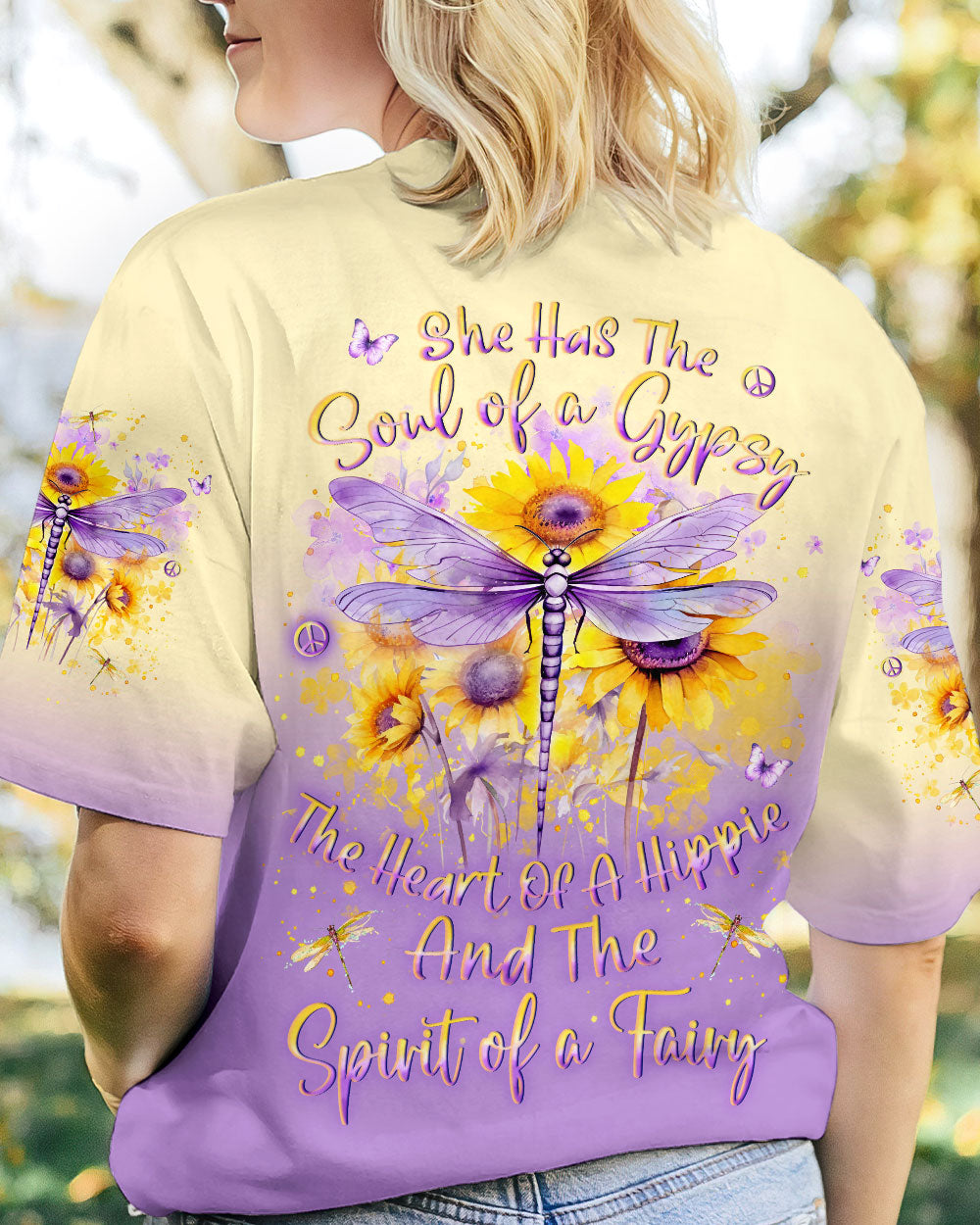 SPIRIT OF A FAIRY DRAGONFLY SUNFLOWERS ALL OVER PRINT - YHLN1512231