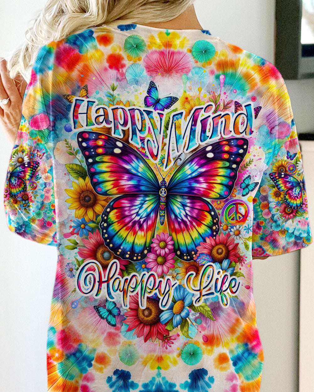 HAPPY MIND HAPPY LIFE BUTTERFLY TIE DYE ALL OVER PRINT - TYTD2401241
