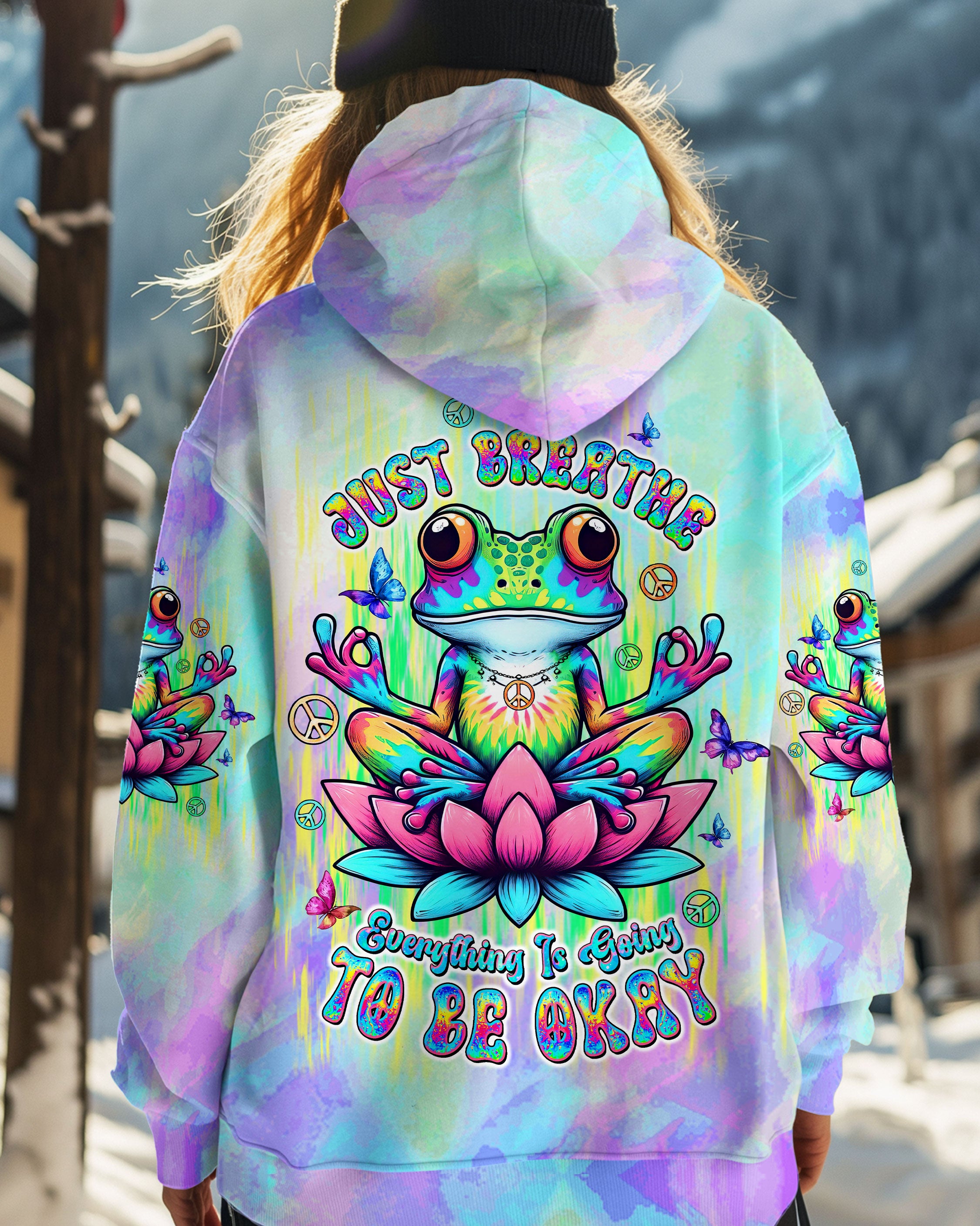 JUST BREATHE FROG TIE DYE ALL OVER PRINT  - TLTW0402251