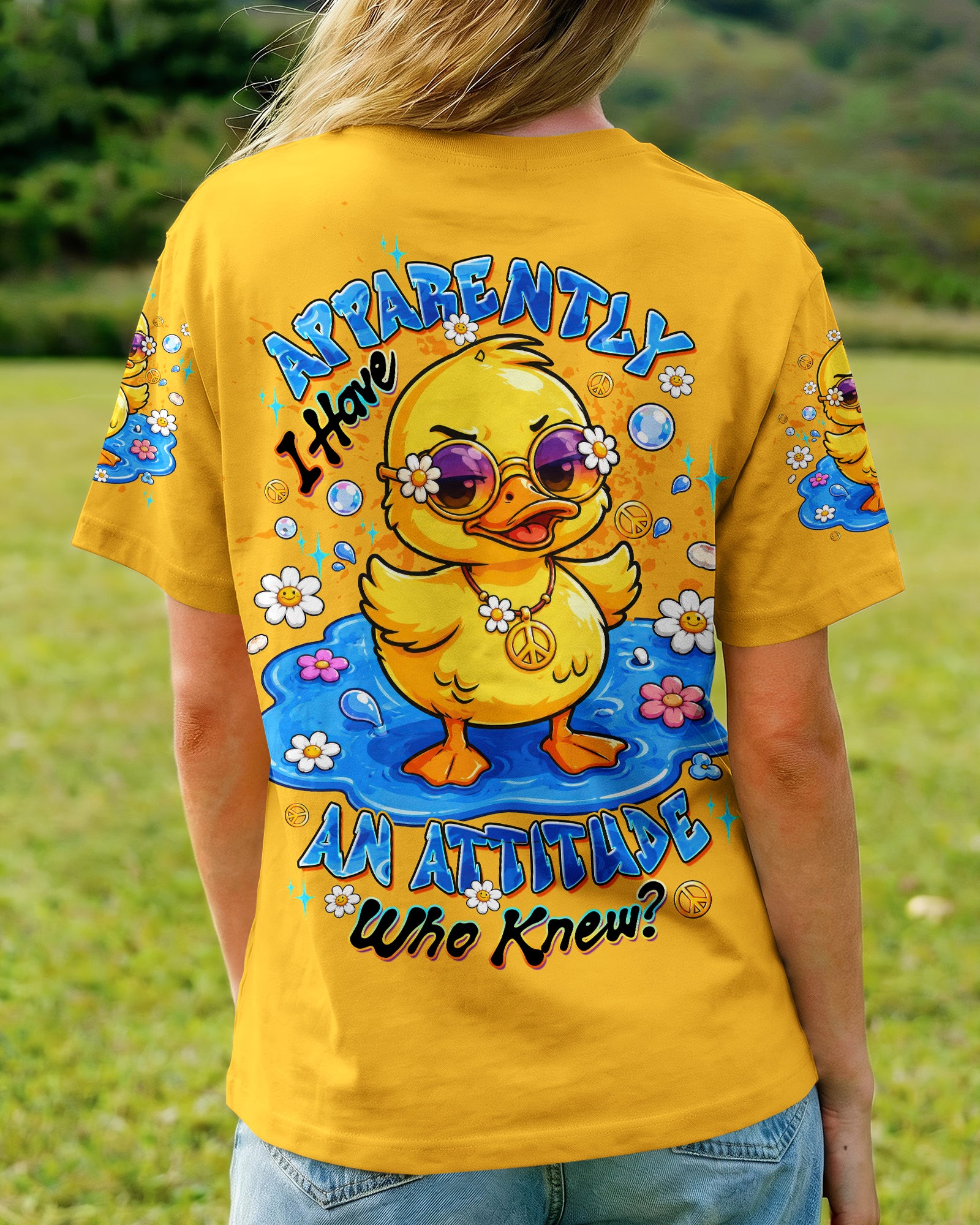 APPARENTLY I HAVE AN ATTITUDE WHO KNEW DUCK ALL OVER PRINT - TLTW2105263