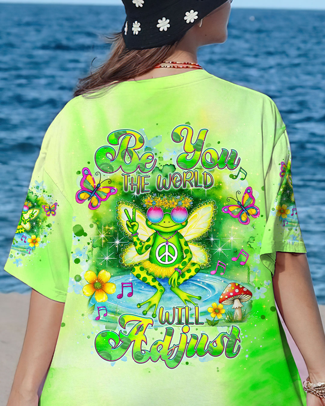 BE YOU THE WORLD WILL ADJUST FROG ALL OVER PRINT - TLNT2308243