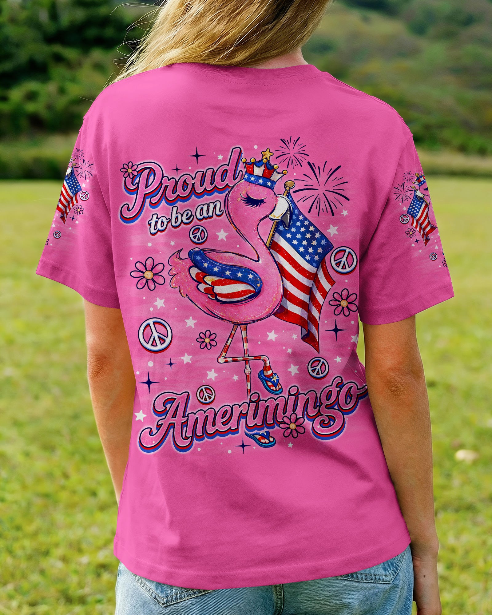 PROUD TO BE AN AMERIMINGO FLAMINGO ALL OVER PRINT  - TLNO2403262