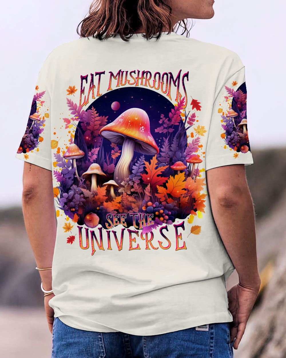 EAT MUSHROOMS SEE THE UNIVERSE AUTUMN ALL OVER PRINT - TLNT2607231