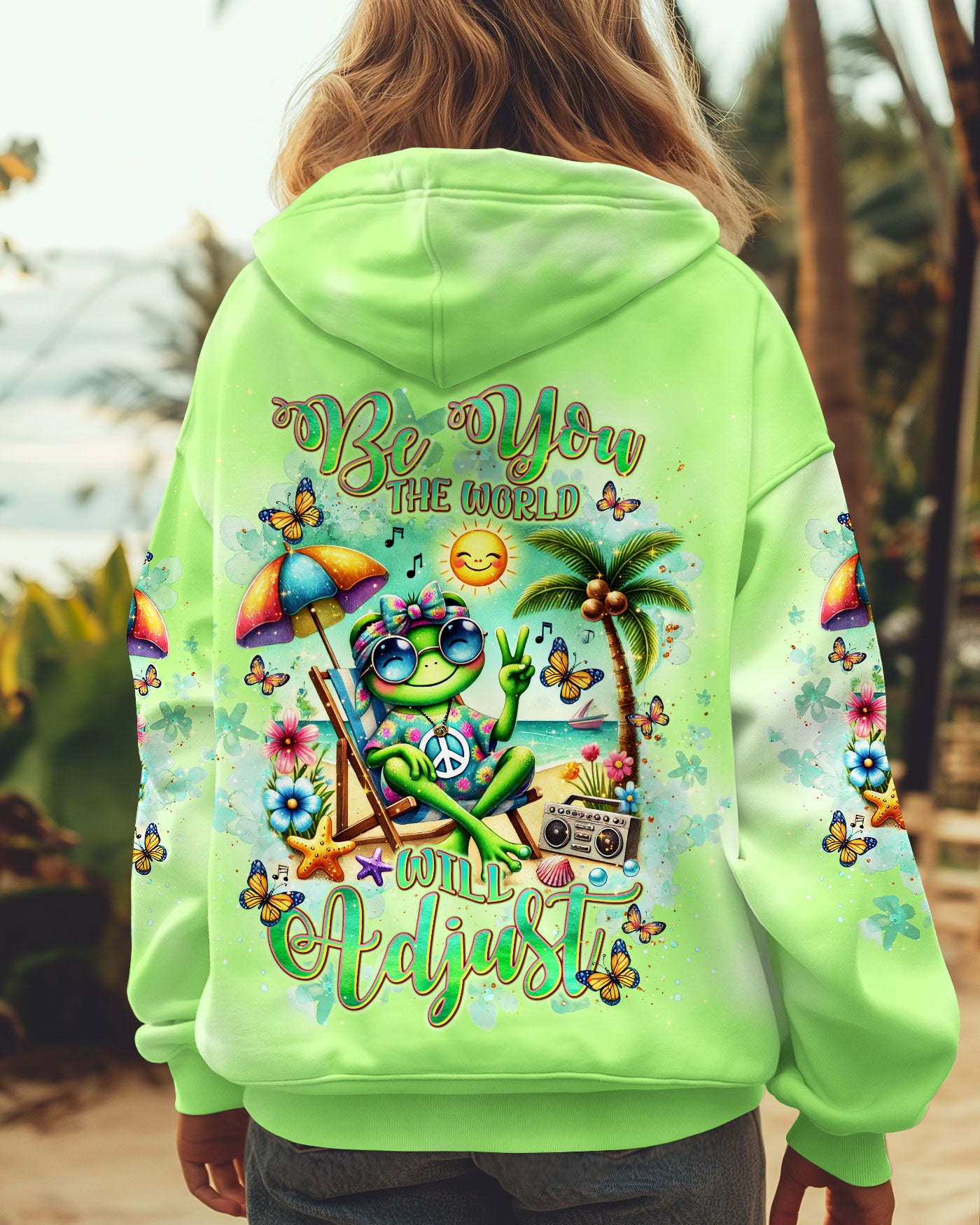 BE YOU THE WORLD WILL ADJUST FROG ALL OVER PRINT - TLNT1809244
