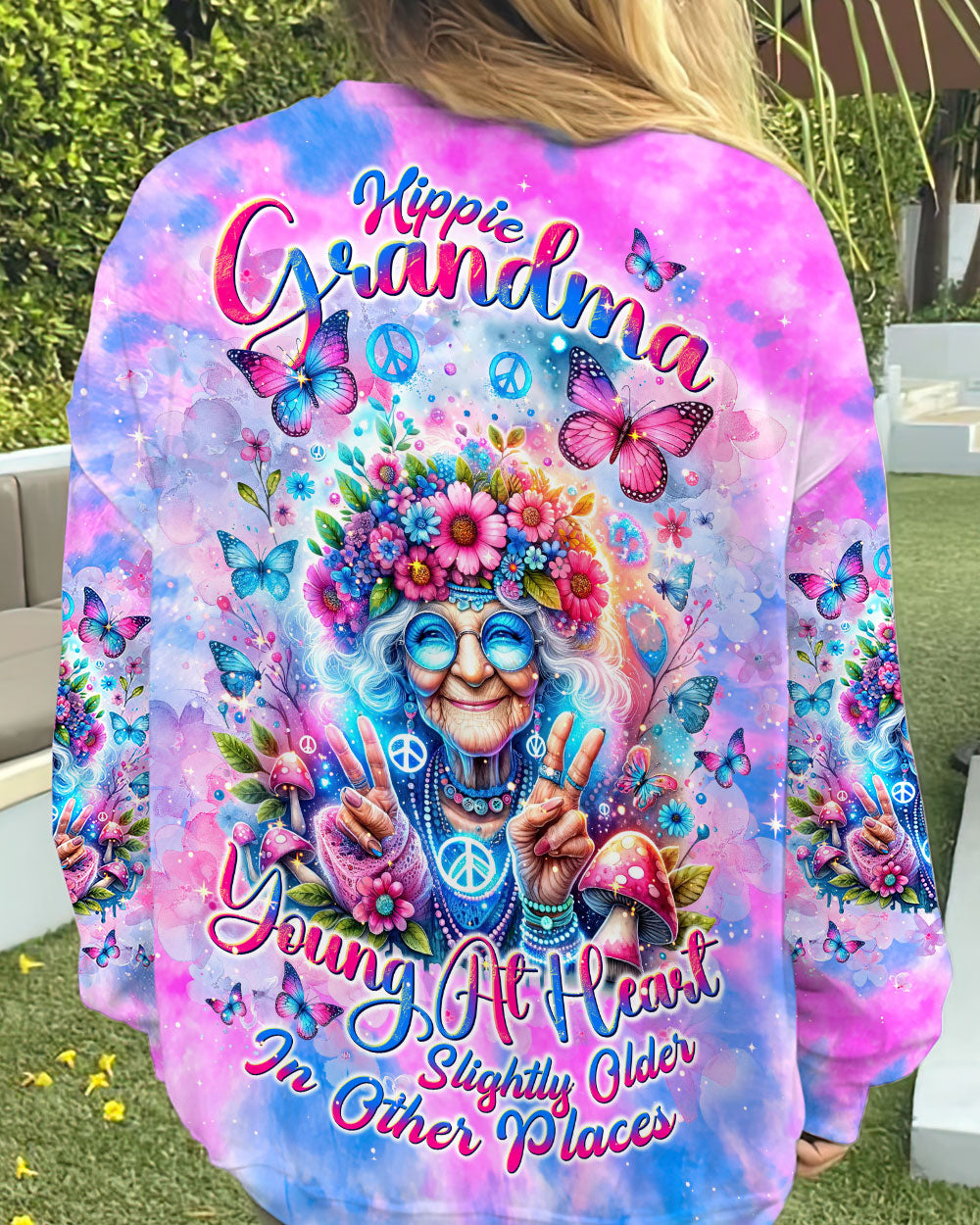HIPPIE GRANDMA YOUNG AT HEART TIE DYE ALL OVER PRINT - TLNT3001241