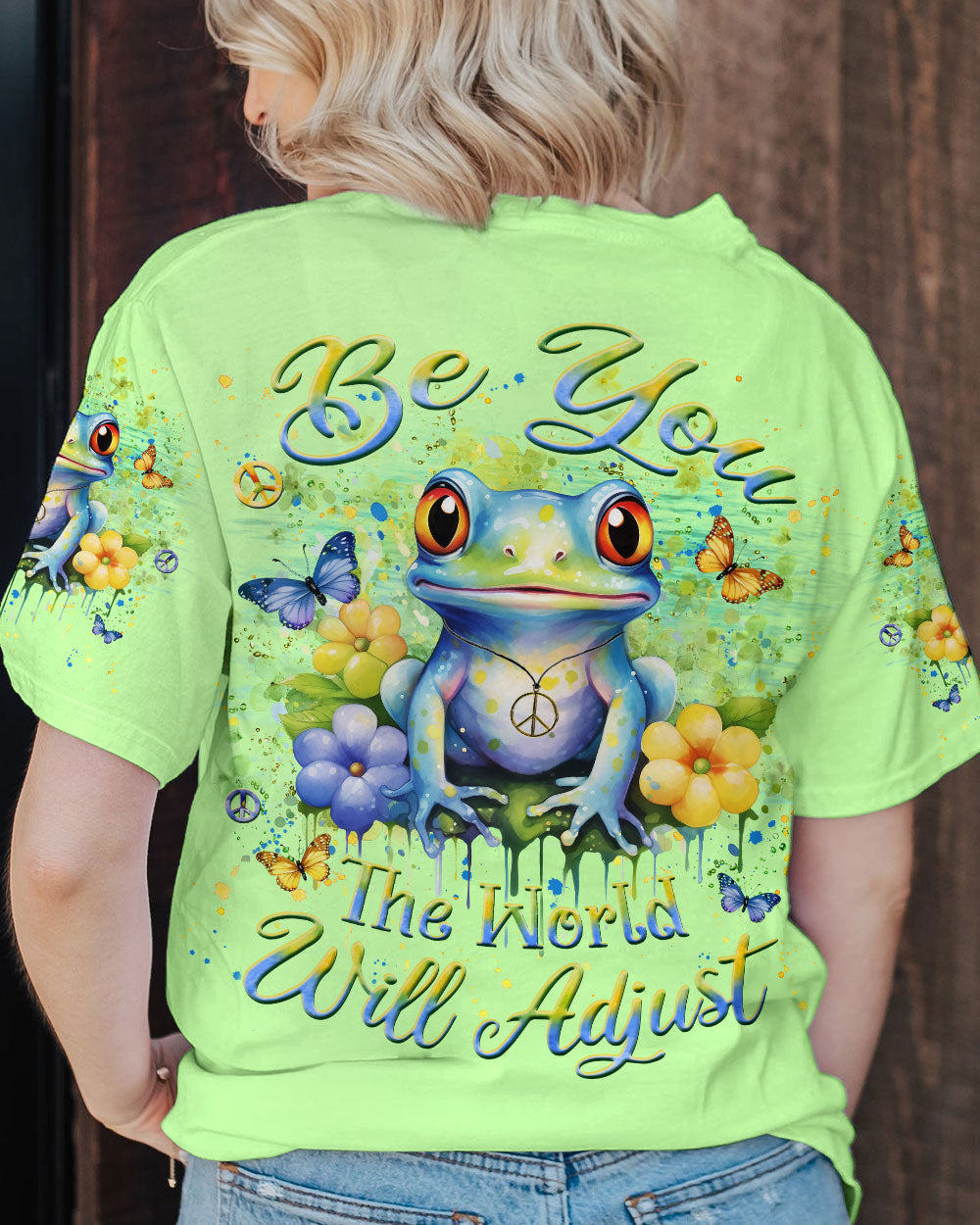 BE YOU THE WORLD WILL ADJUST FROG ALL OVER PRINT - YHLN1112234