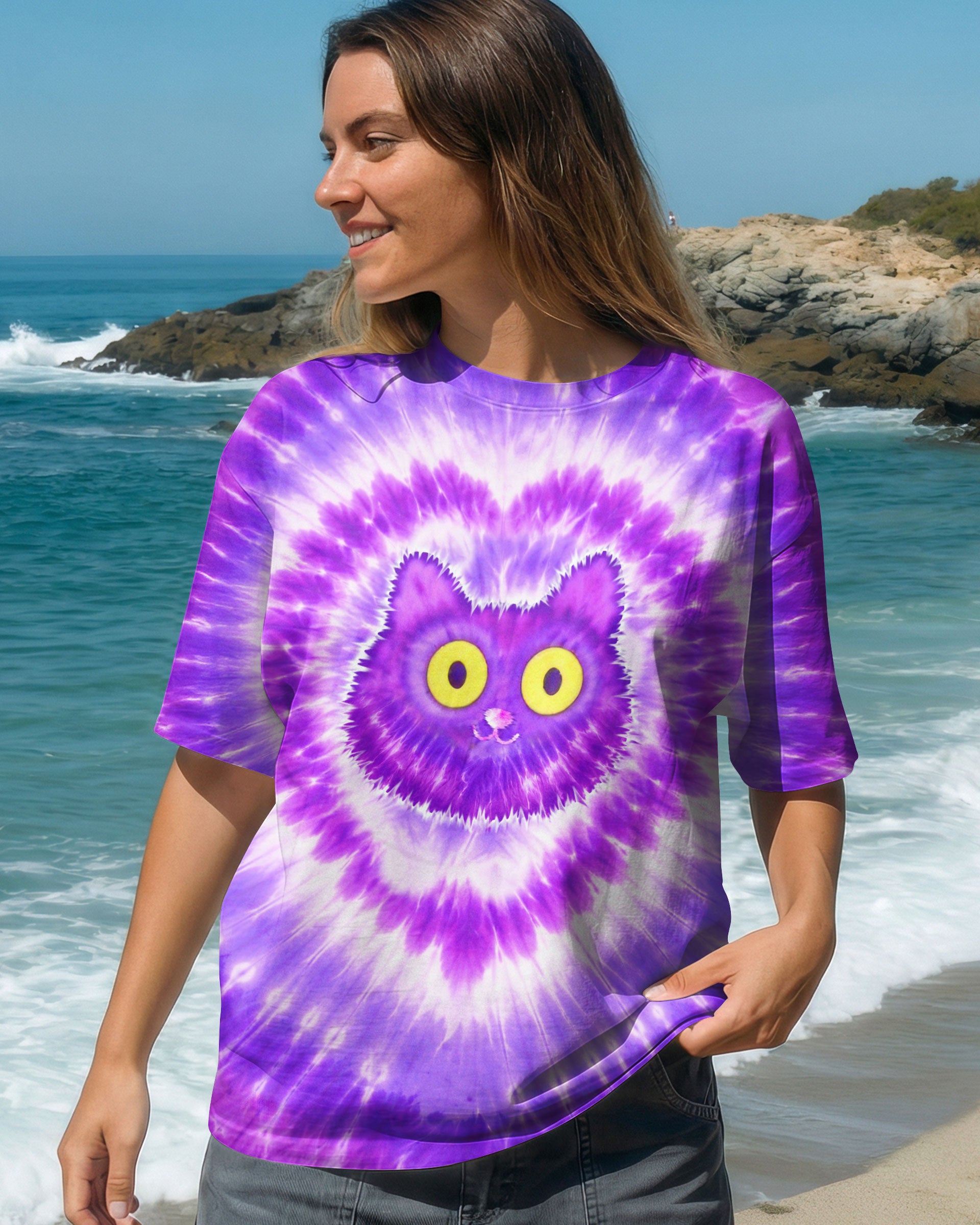 FUNNY CAT PURPLE SWIRL  ALL OVER PRINT - TLTW0801261