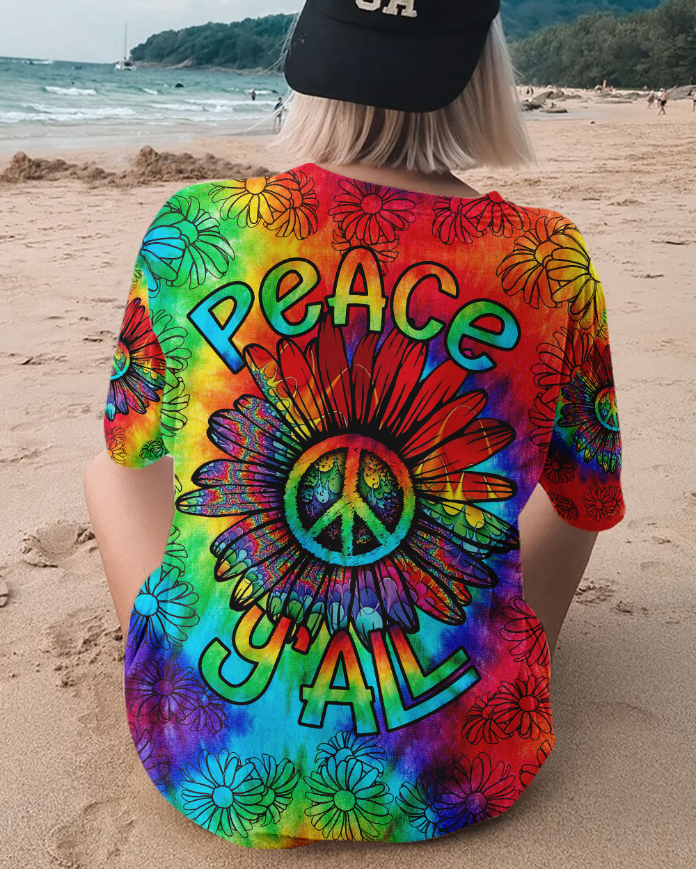 PEACE Y'ALL DAISY TIE DYE ALL OVER PRINT - TLNO0507232