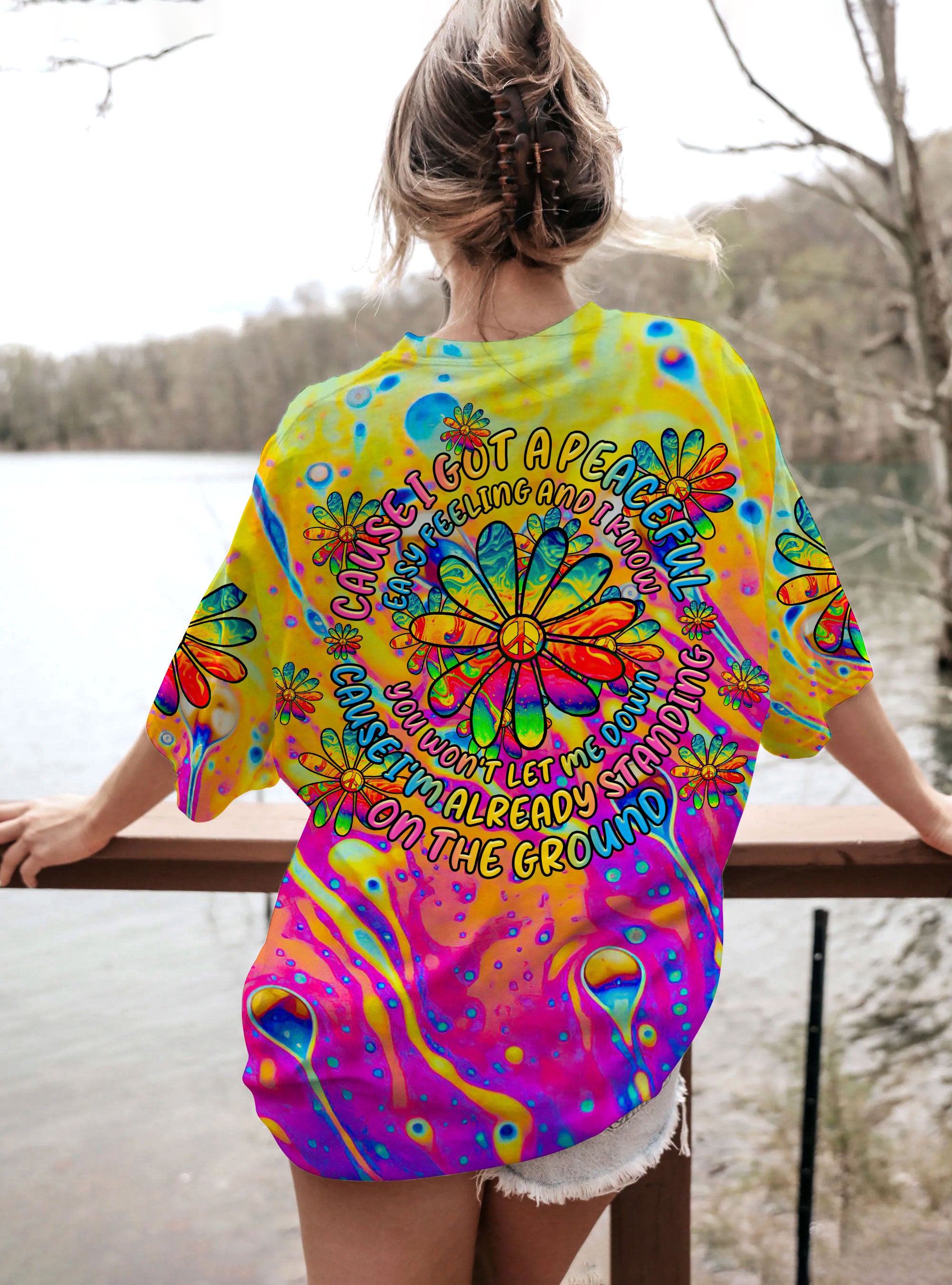 CAUSE I GOT A PEACEFUL COLORFUL DAISY ALL OVER PRINT - TLTR2508231
