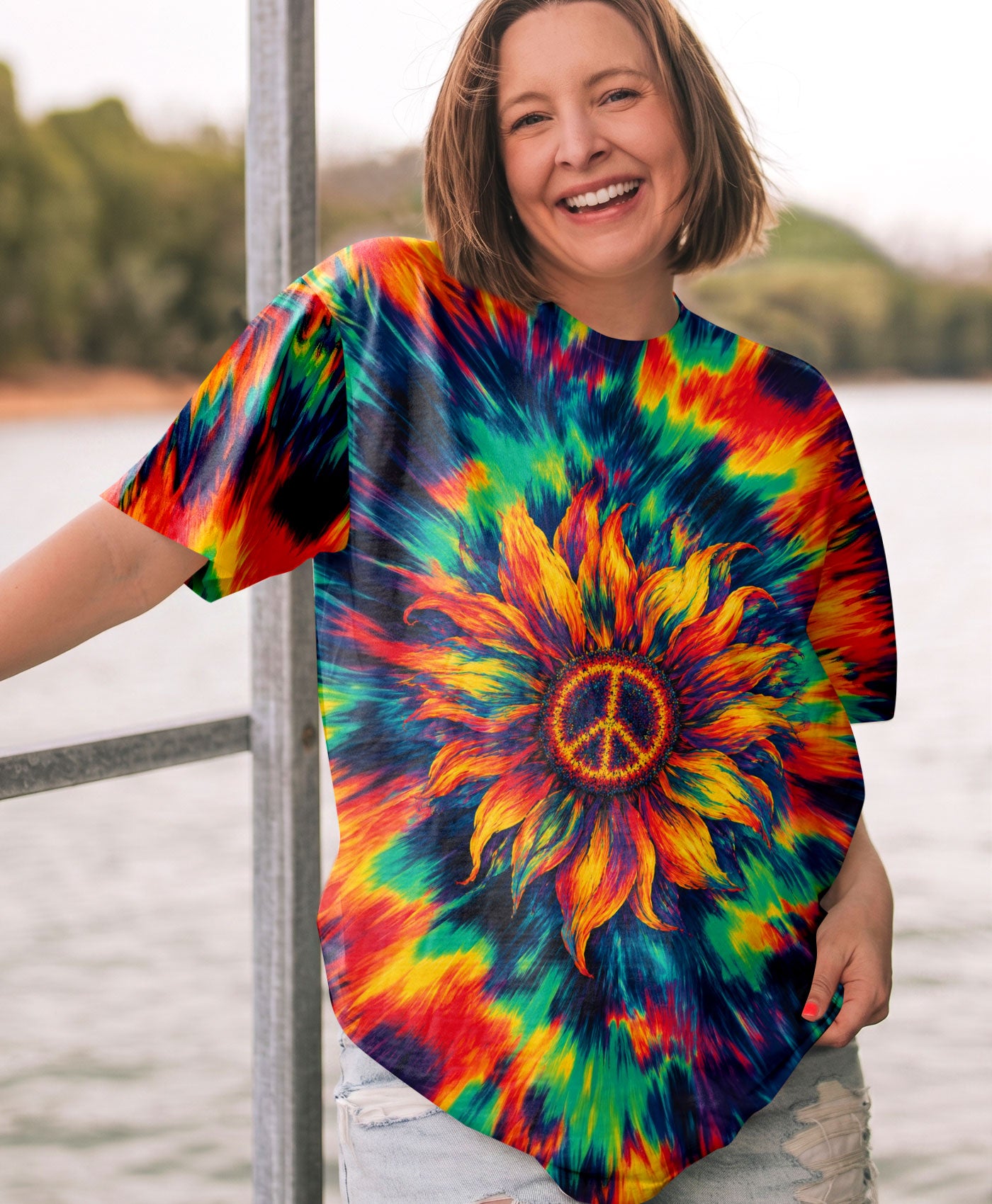 PEACE SUNFLOWER ART COLORFUL ALL OVER PRINT - TLHN0707263
