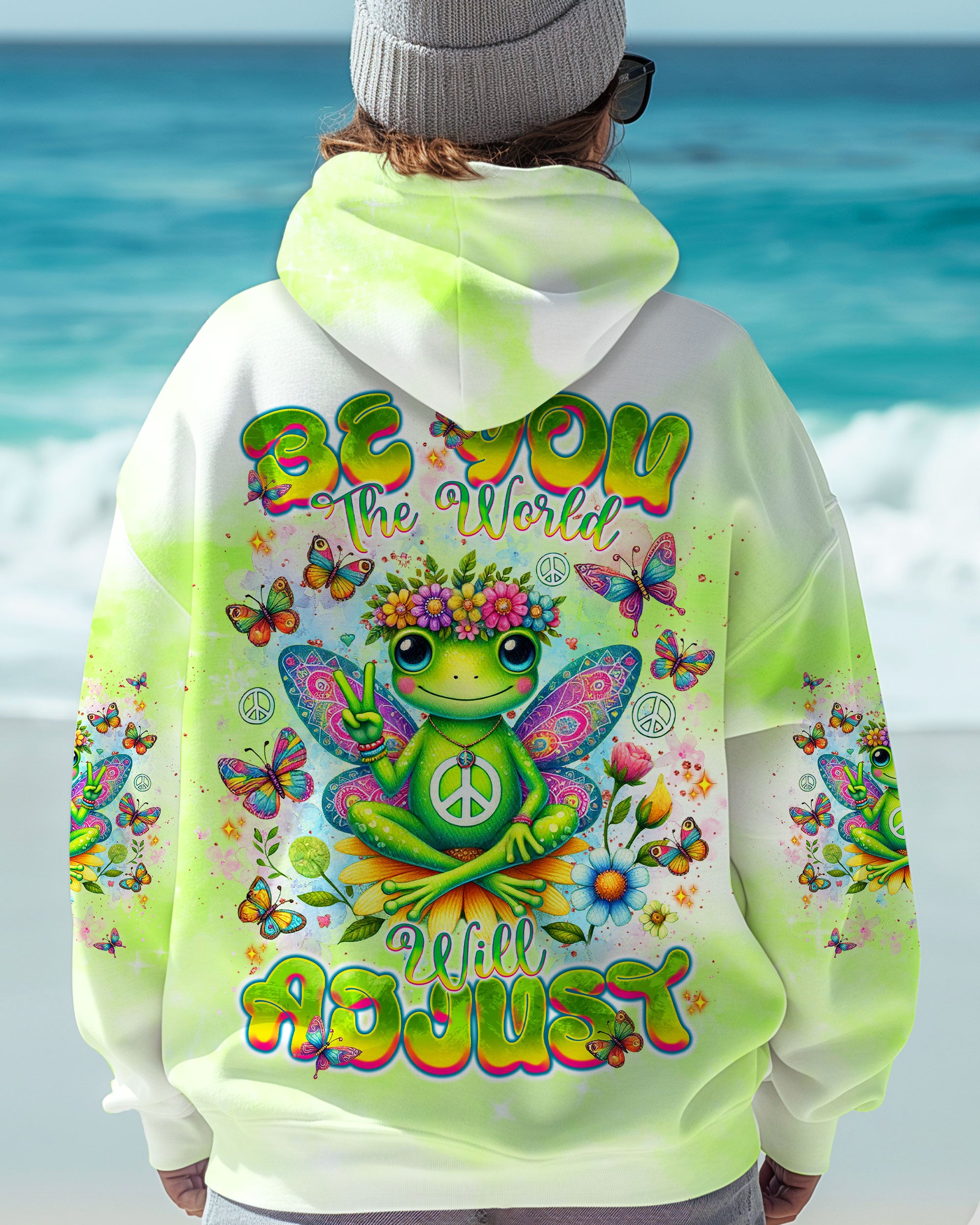 BE YOU THE WORLD WILL ADJUST FROG ALL OVER PRINT  - TLNT1802255
