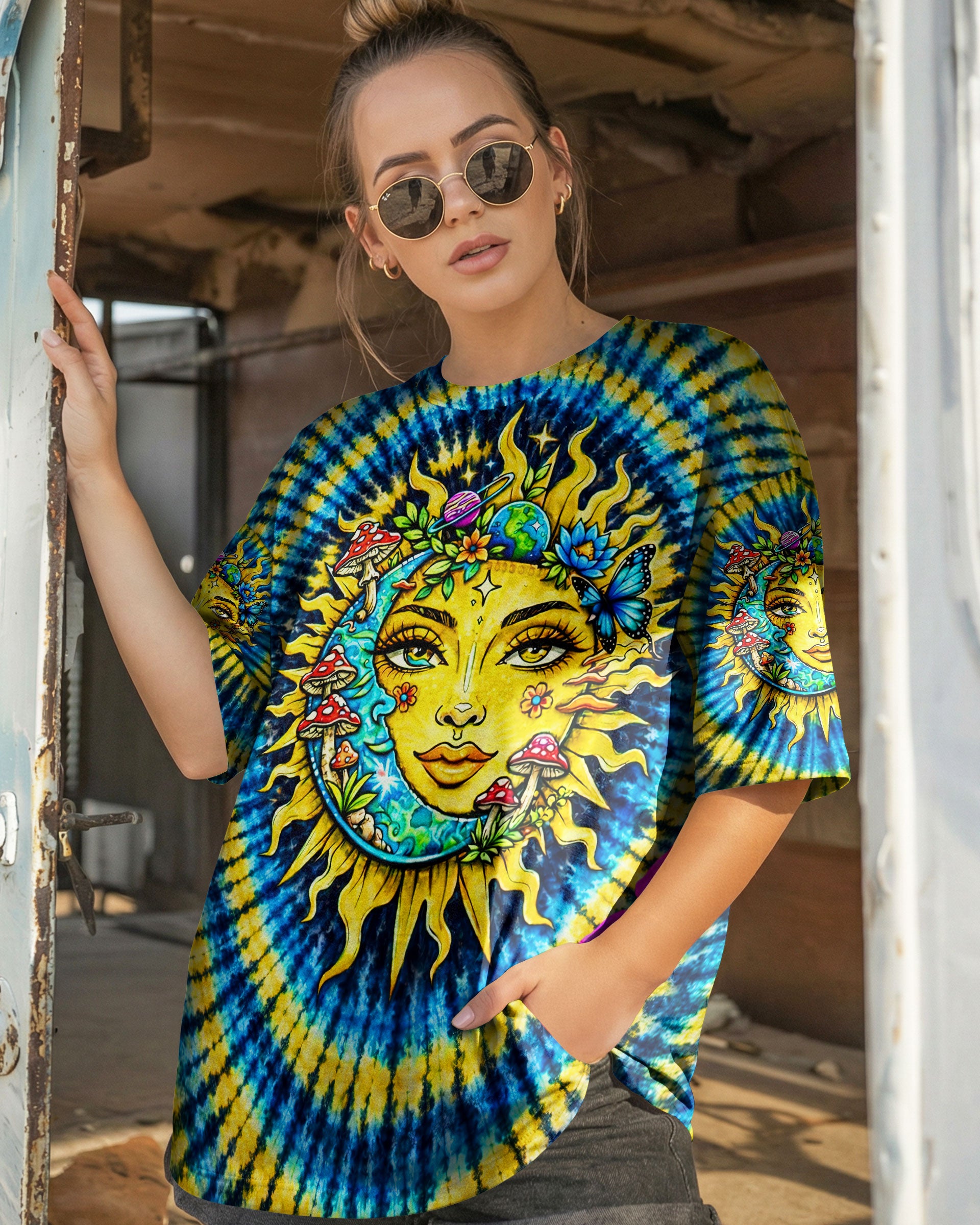 SUN AND MOON SWIRL ALL OVER PRINT  - TLNT2302262