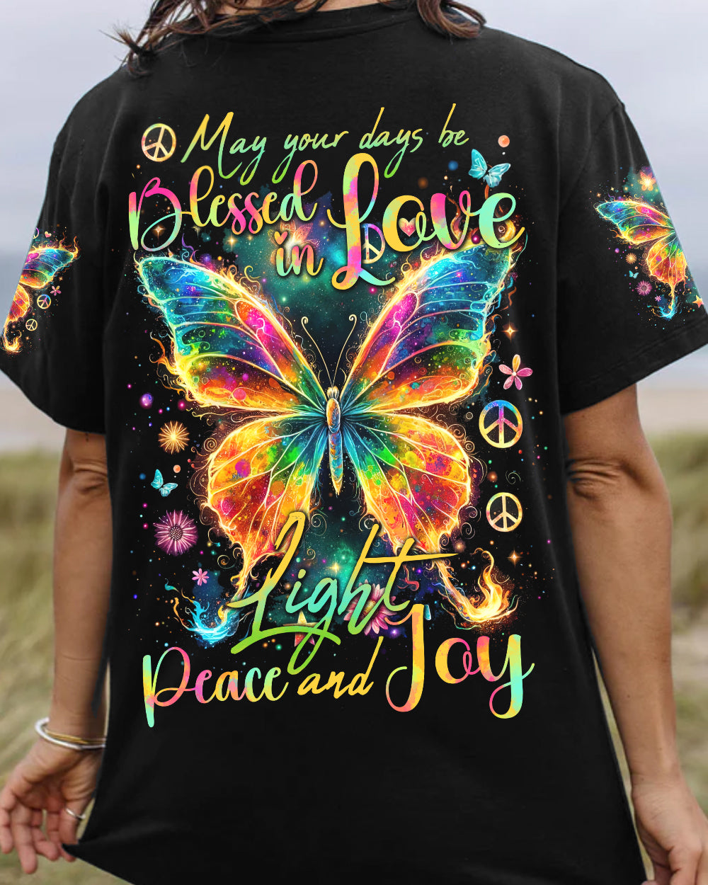 LOVE LIGHT PEACE AND JOY BUTTERFLY ALL OVER PRINT - TYTD2901242