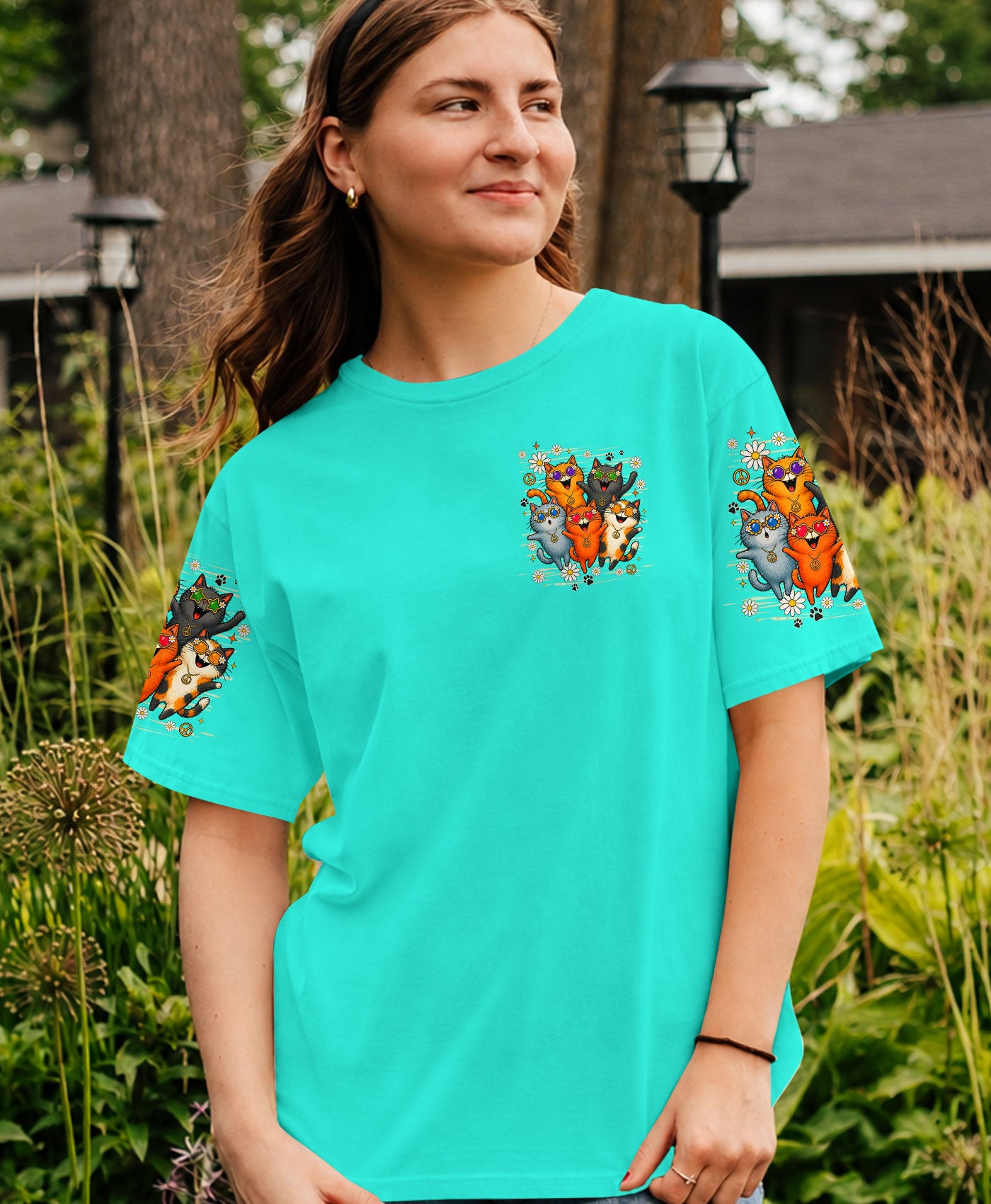 PEACE LOVE AND MEOW CAT ALL OVER PRINT - TLHN1007261