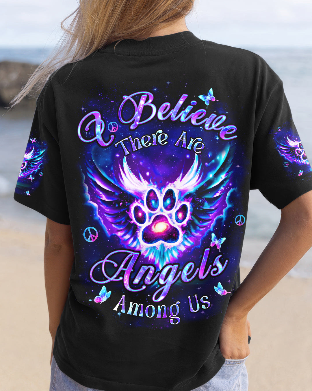I BELIEVE THERE ARE ANGELS AMONG US PAW PRINT ALL OVER PRINT - YHHN3001262