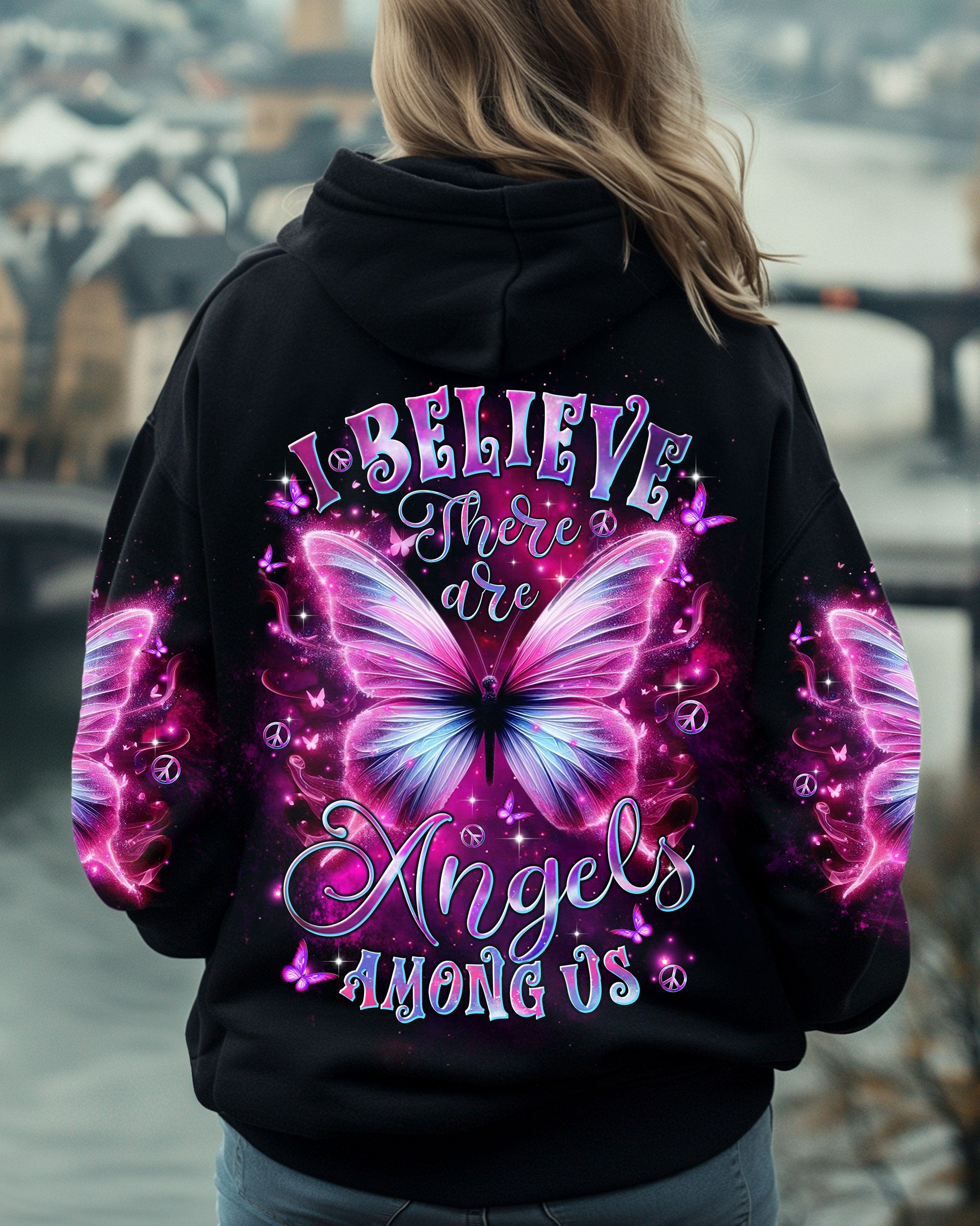 I BELIEVE THERE ARE ANGELS AMONG US BUTTERFLY ALL OVER PRINT  - TLTR2410243