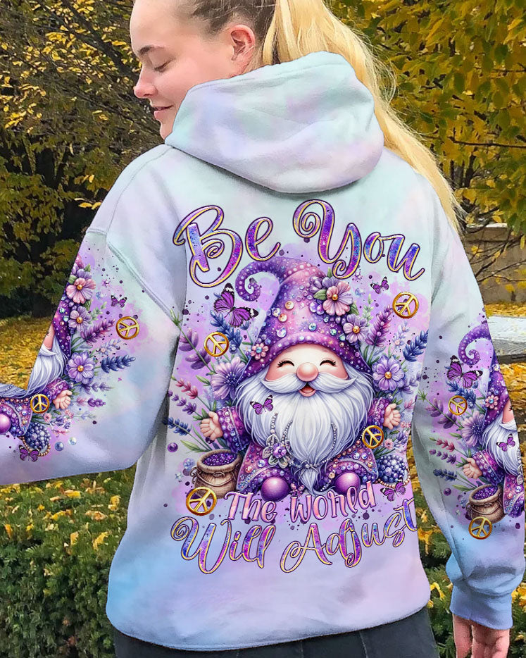 BE YOU THE WORLD WILL ADJUST GNOME LAVENDER ALL OVER PRINT - TLTR1101242