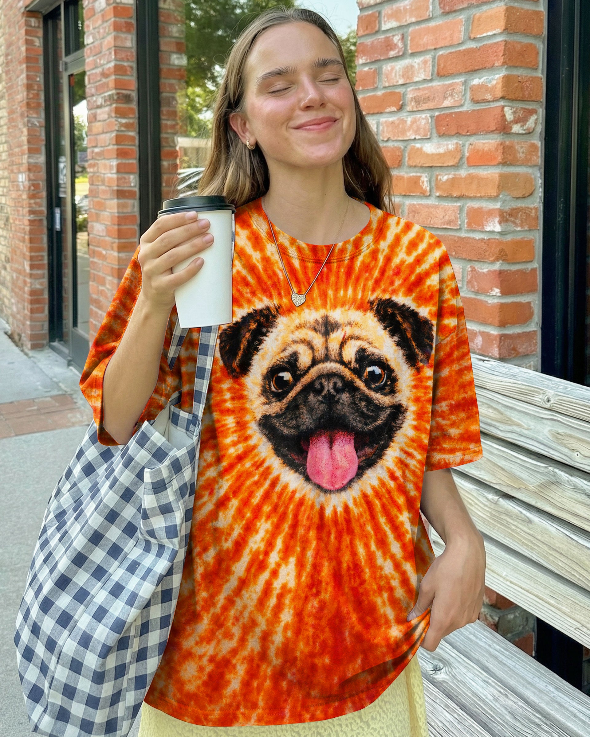 PUG DOG ORANGE SWIRL ALL OVER PRINT - TLNT0202261
