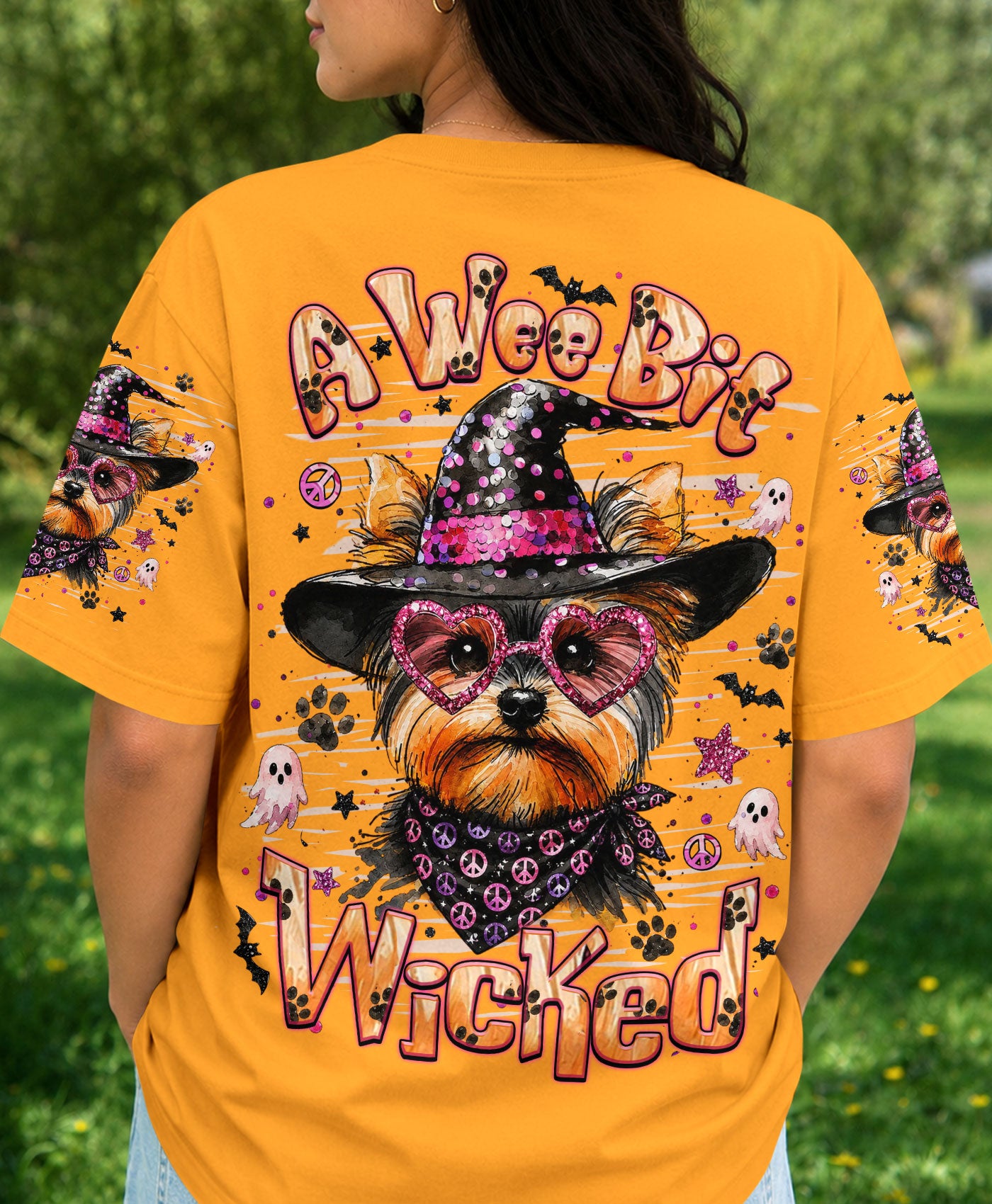 A WEE BIT WICKED YORKIE DOG HALLOWEEN ALL OVER PRINT - TLHN1707262
