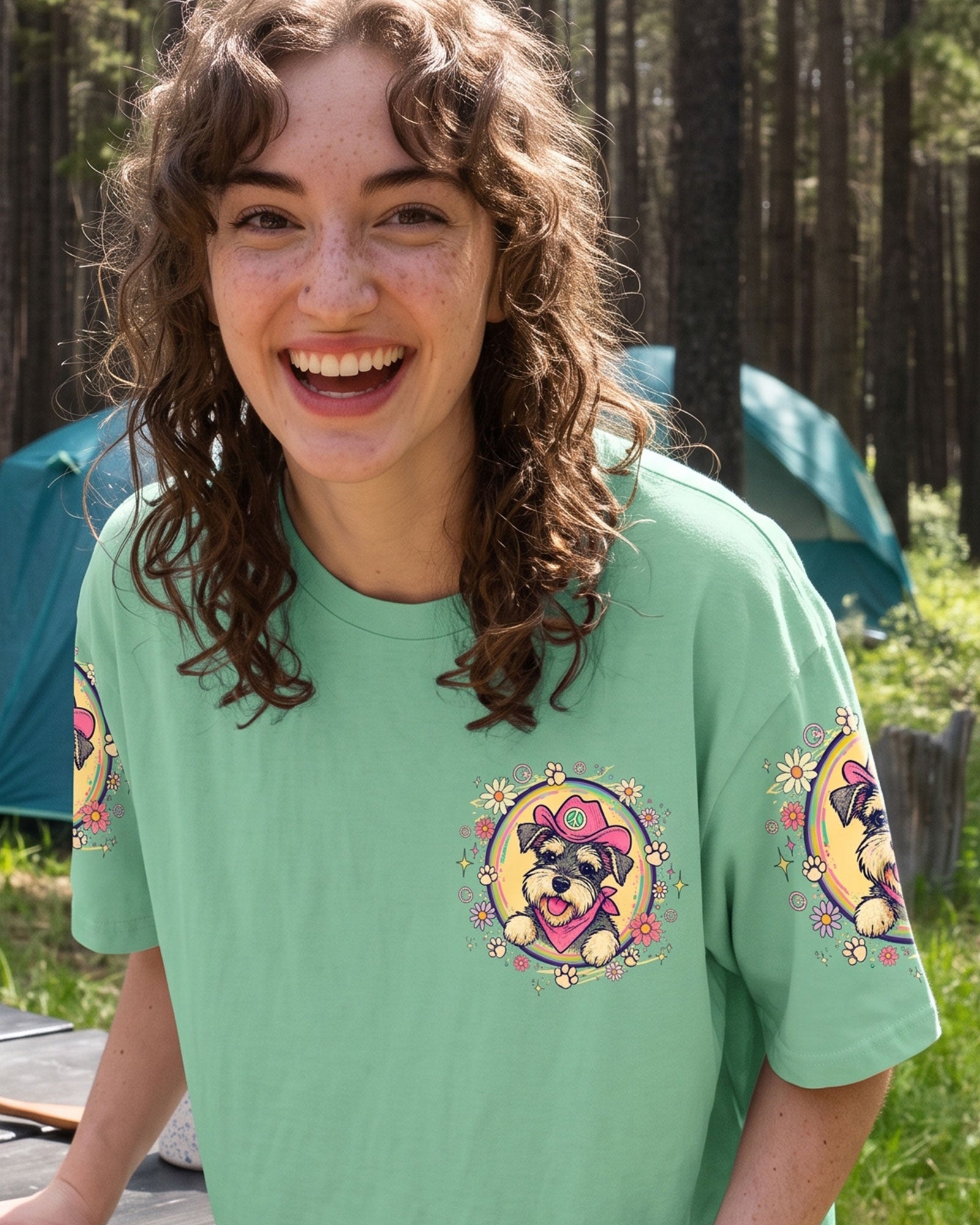 PEACE LOVE AND WOOF SCHNAUZER DOG ALL OVER PRINT - TLTW1507261