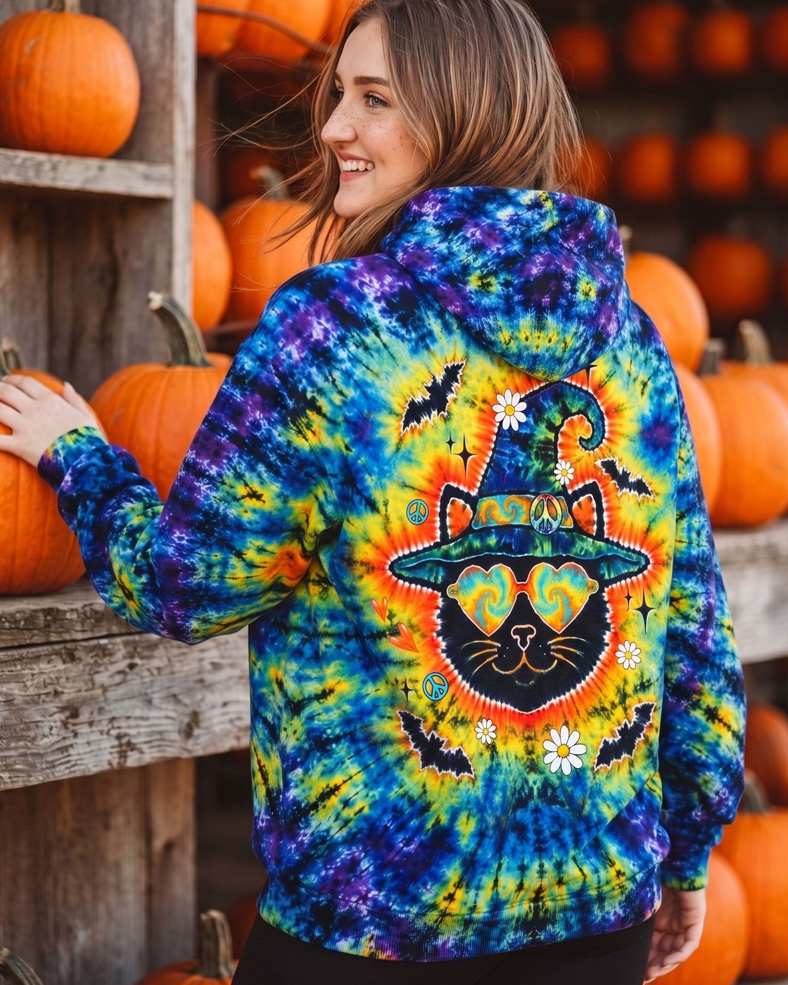 BLACK CAT WITCH HALLOWEEN BURST ALL OVER PRINT - TLTW2207263