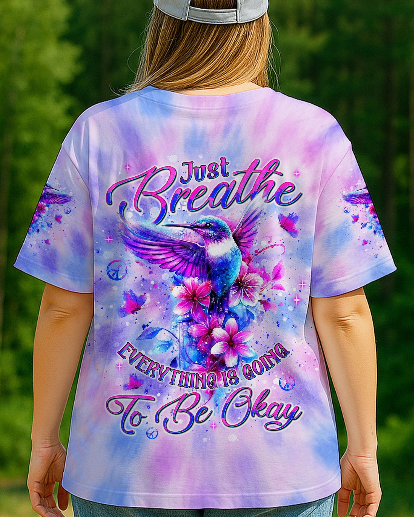 JUST BREATHE HUMMINGBIRD TIE DYE  ALL OVER PRINT  - TLNT1905253