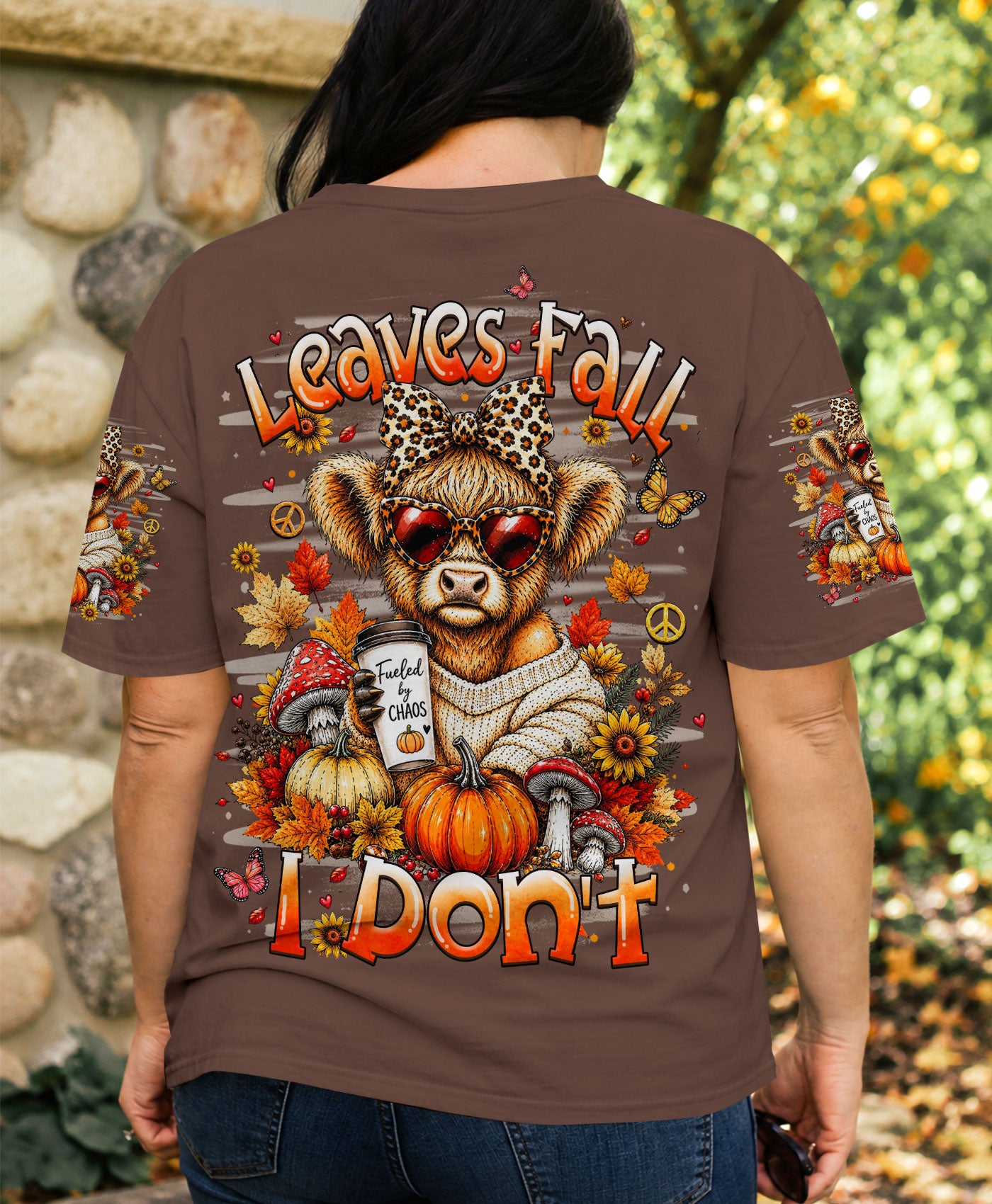 LEAVES FALL I DON'T HIGHLAND COW AUTUMN ALL OVER PRINT - TLHN2107262