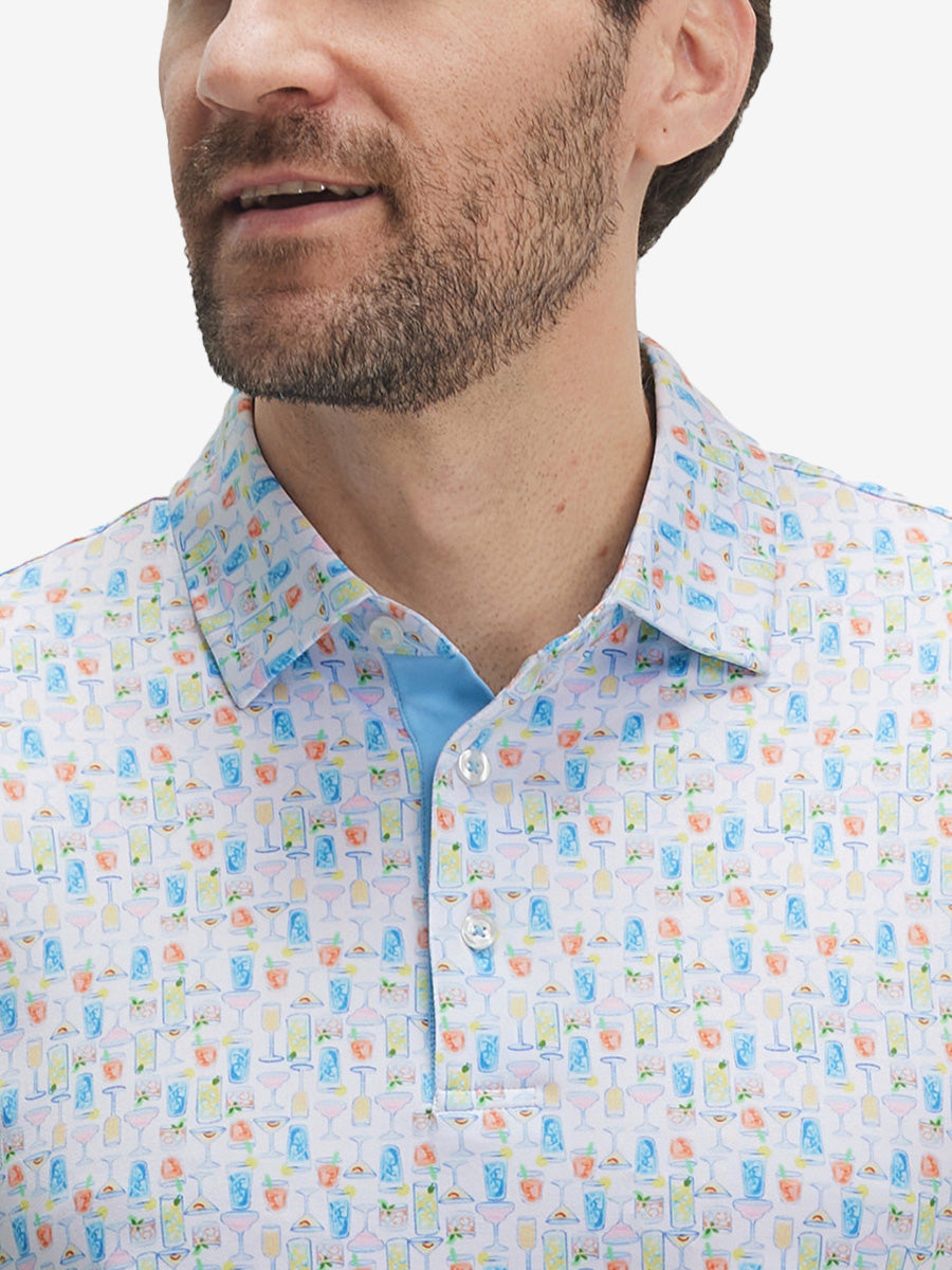 Swing in Style: 4-Way Stretch Performance Printed Golf Polo