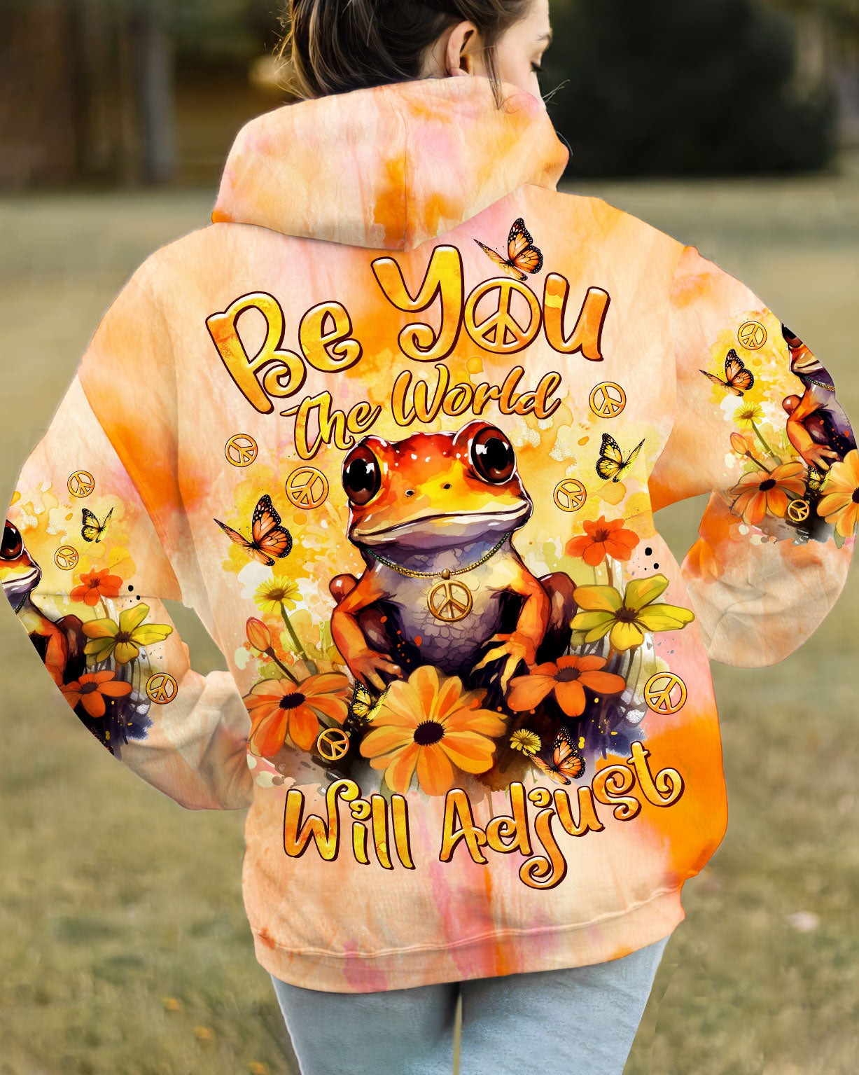 BE YOU THE WORLD WILL ADJUST FROG FLOWER  ALL OVER PRINT - TLTR1112235