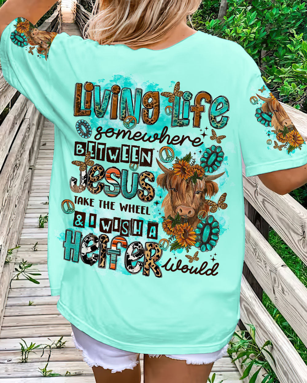 LIVING LIFE SOMEWHERE BETWEEN JESUS COW ALL OVER PRINT - TLTR0909234