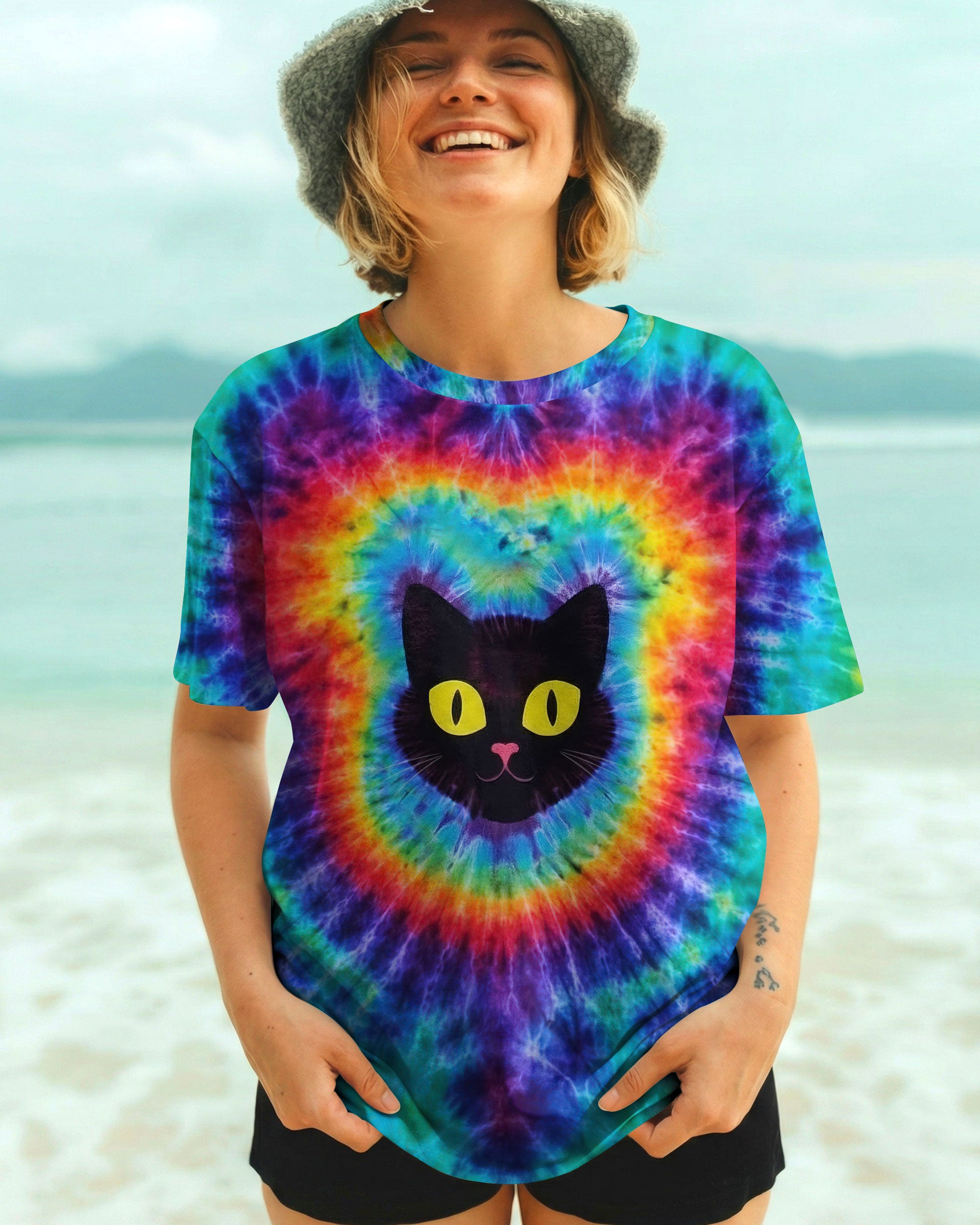 CAT COLORFUL SWIRL PATTERN ALL OVER PRINT - TLTW2412252