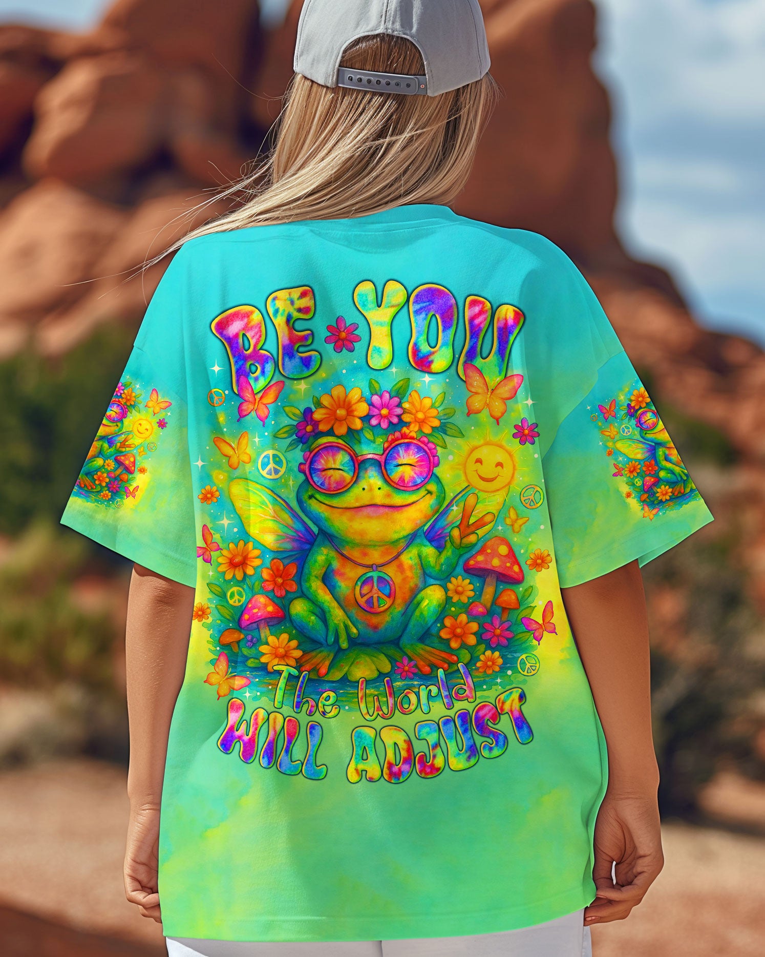 BE YOU THE WORLD WILL ADJUST FROG ALL OVER PRINT  - TLTR1004252