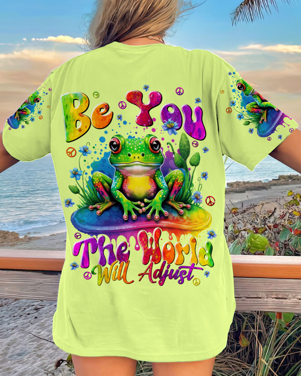 BE YOU THE WORLD WILL ADJUST FROG ALL OVER PRINT - TLNT2808234