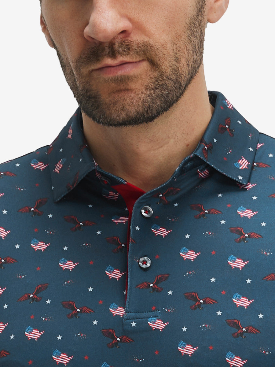 Swing in Style: 4-Way Stretch Performance Printed Golf Polo