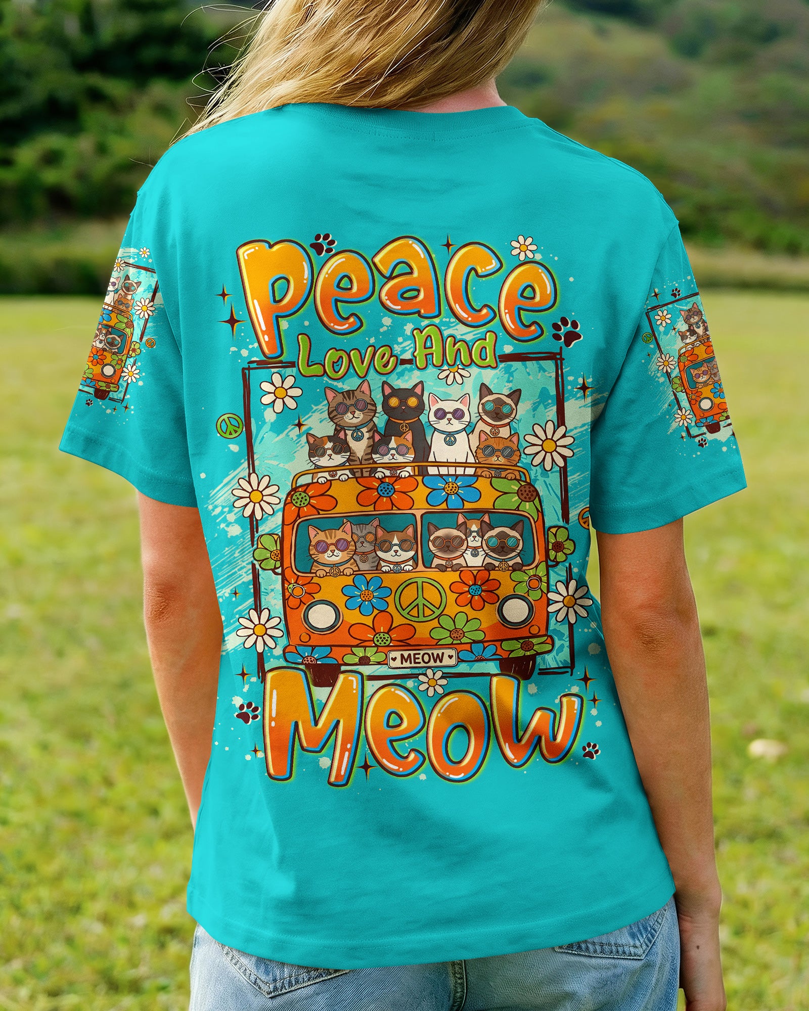PEACE LOVE AND MEOW CATS ALL OVER PRINT - TYLN2407263