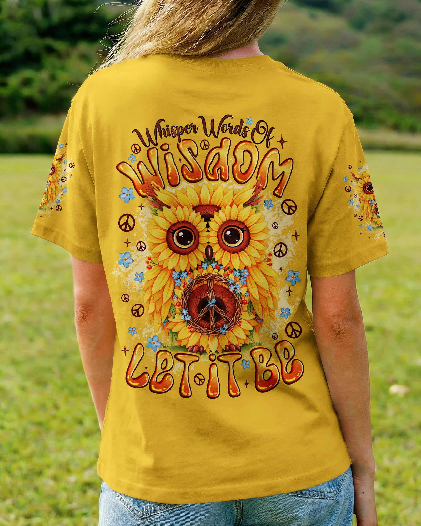 WHISPER WORDS OF WISDOM LET IT BE OWL SUNFLOWER ALL OVER PTINT - TYQY2303262