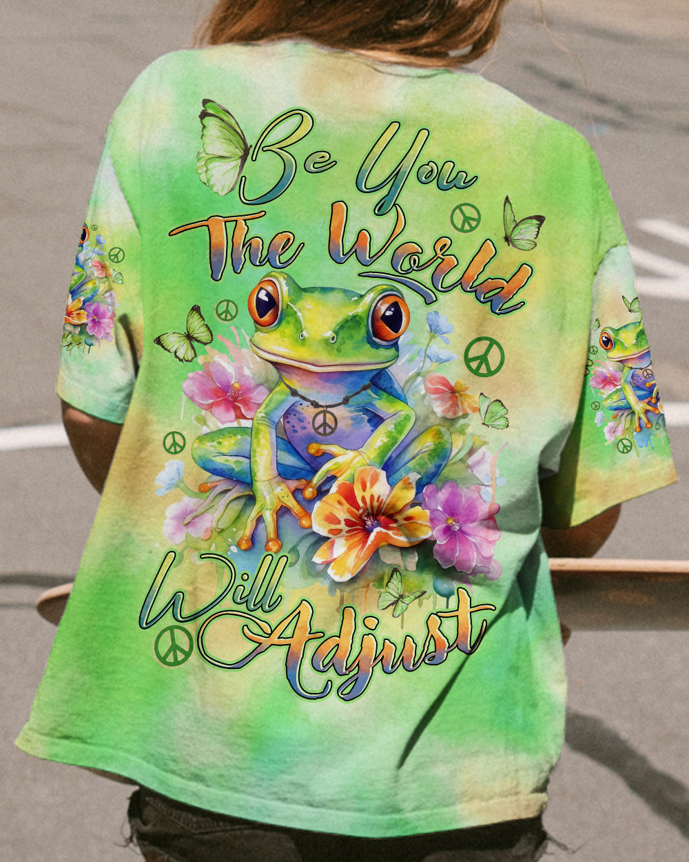 BE YOU THE WORLD WILL ADJUST FROG ALL OVER PRINT - TYTD0412234