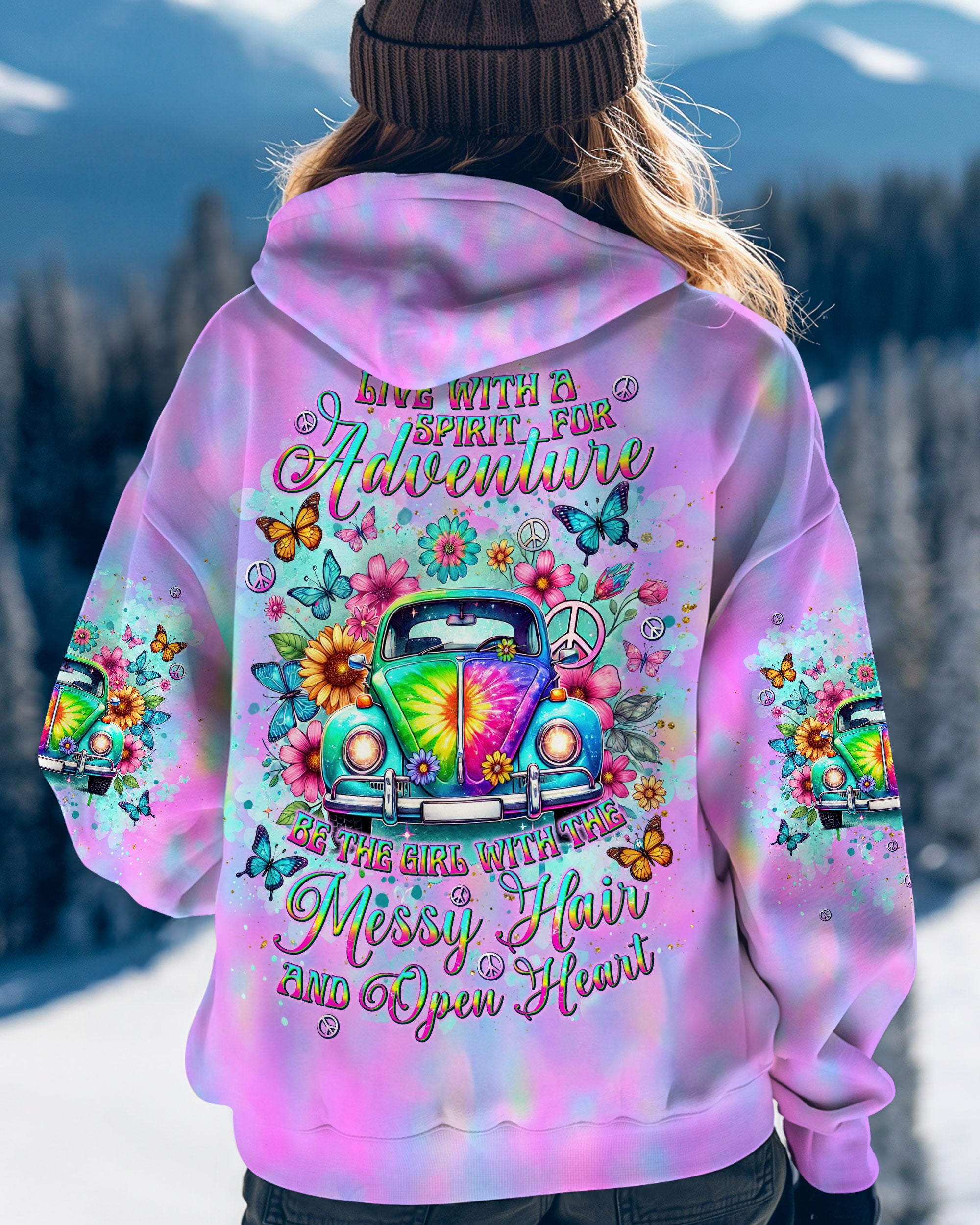 MESSY HAIR AND OPEN HEART HIPPIE CAR ALL OVER PRINT  - TLNT2811244