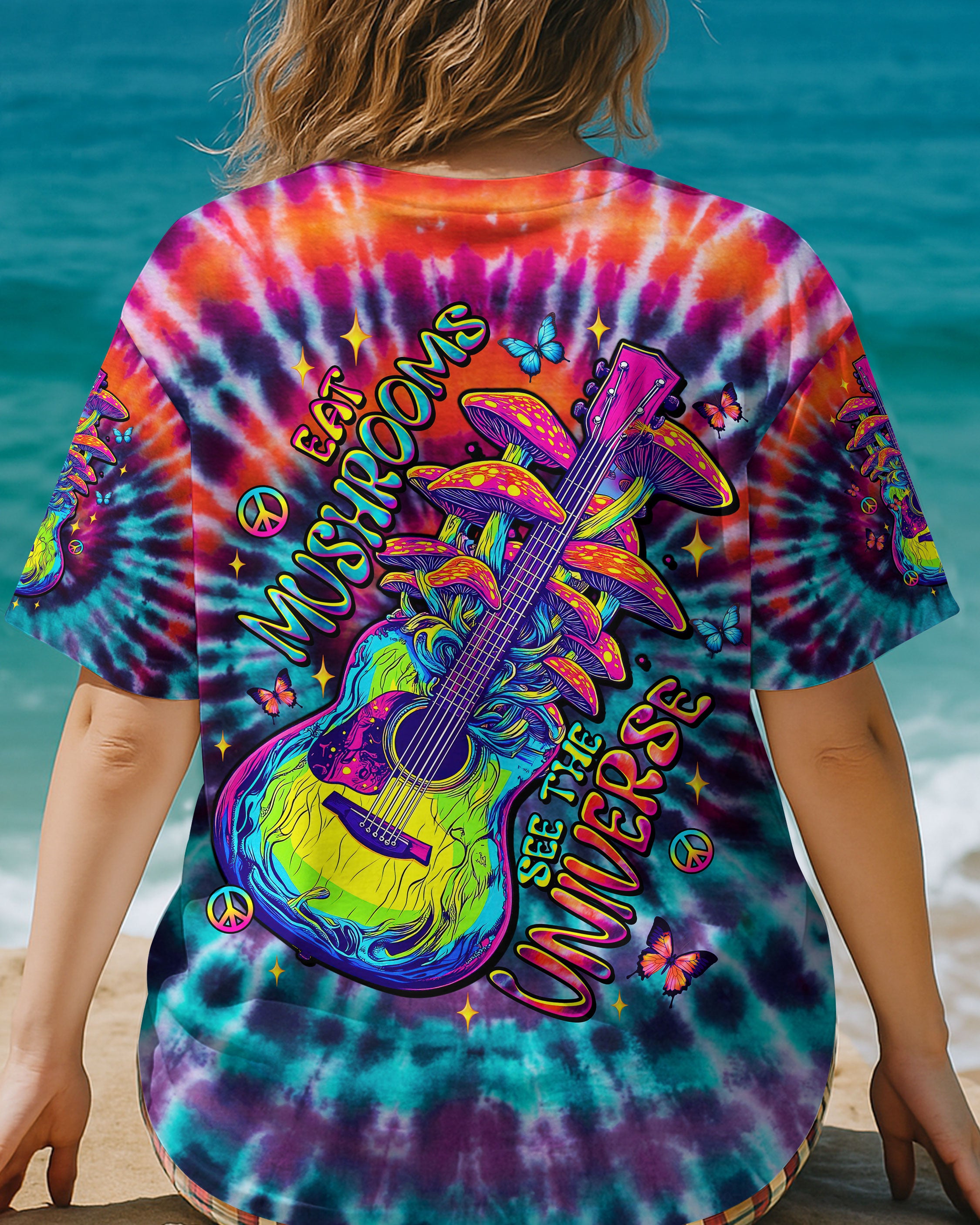 EAT MUSHROOMS SEE THE UNIVERSE GUITAR TIE DYE ALL OVER PRINT - TLTW2904251