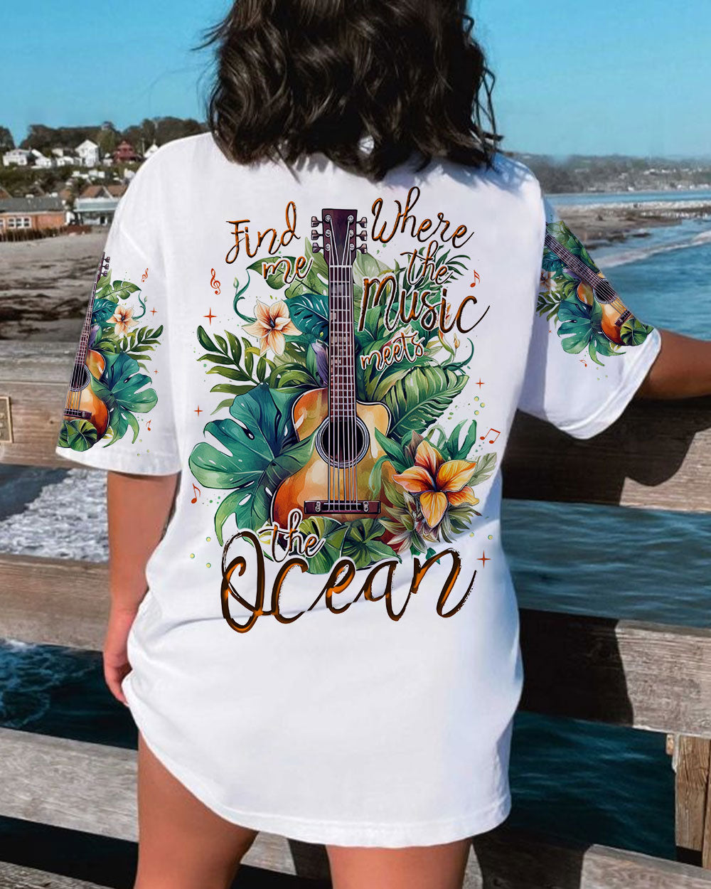 FIND ME WHERE THE MUSIC MEETS THE OCEAN GUITAR TROPICAL ALL OVER PRINT - TLNT0706231