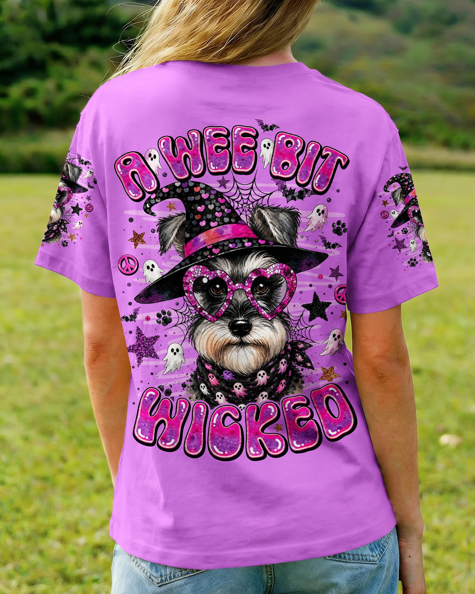 A WEE BIT WICKED WITCH SCHNAUZER DOG HALLOWEEN ALL OVER PRINT - TLNO1707262