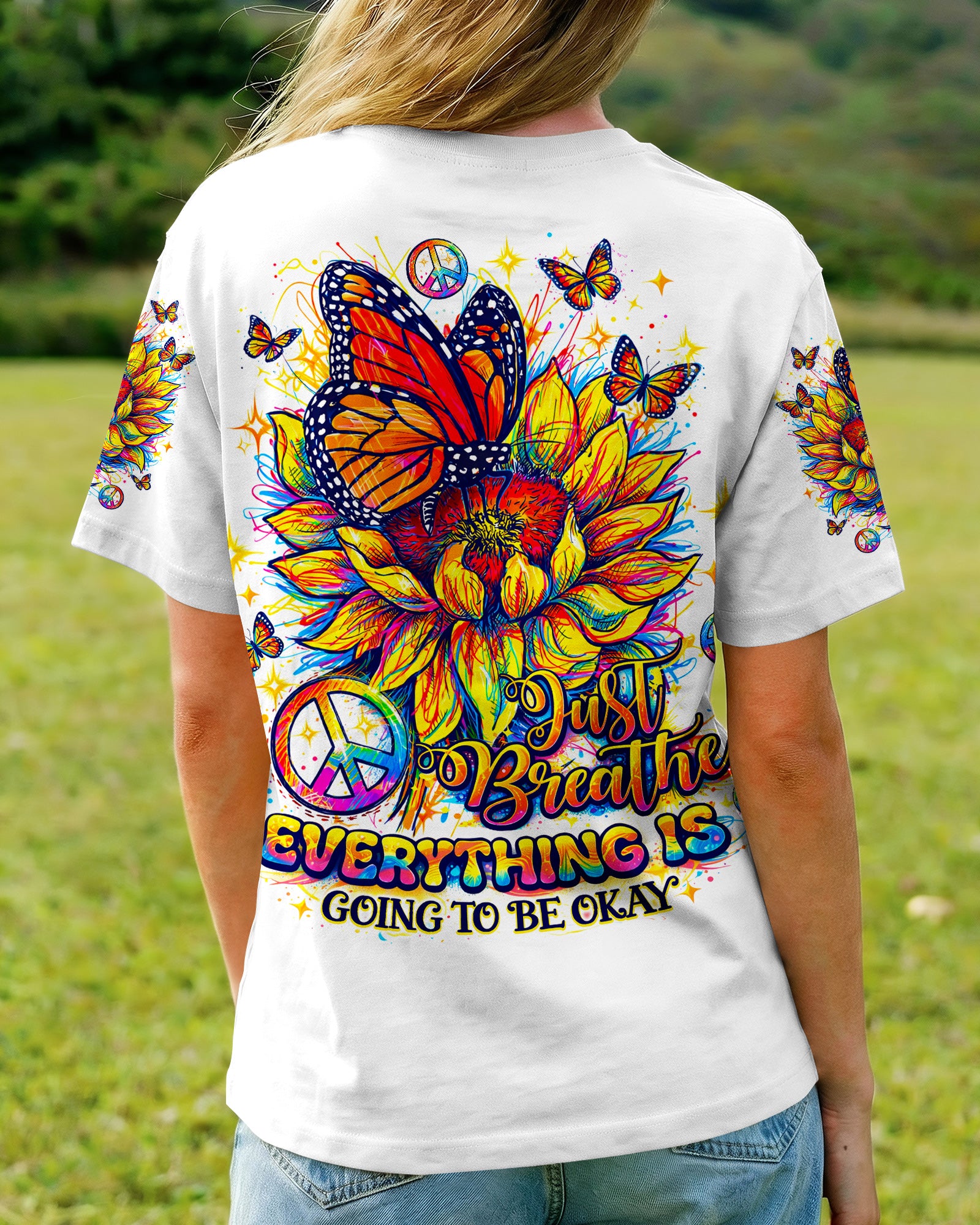 JUST BREATHE BUTTERFLY SUNFLOWER ALL OVER PRINT - TLNO270261