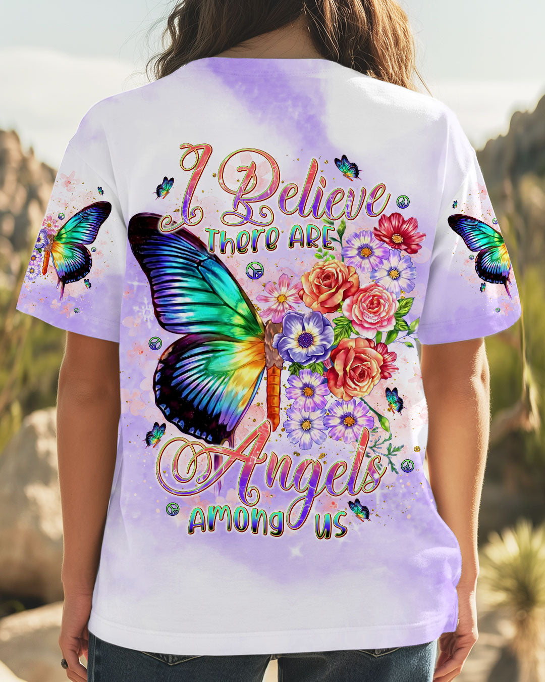 I BELIEVE THERE ARE ANGELS AMONG US BUTTERFLY ALL OVER PRINT - TLNT2808243