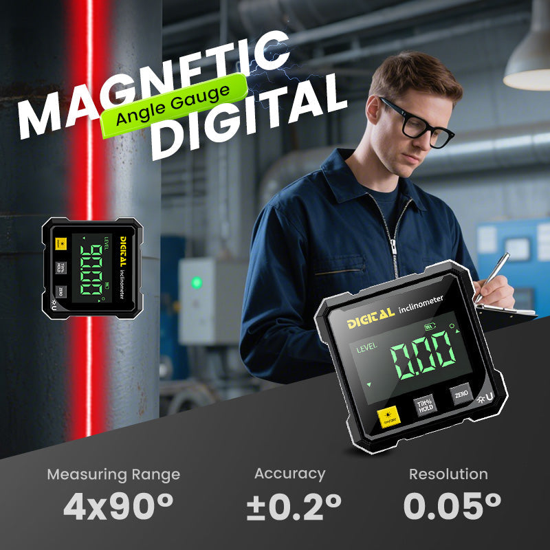 📐 50% OFF NOW! 🔥 4-Side Magnetic Digital Angle Gauge - Laser Precision & Multi-Surface Use, Perfect for Woodworking and Construction ✨