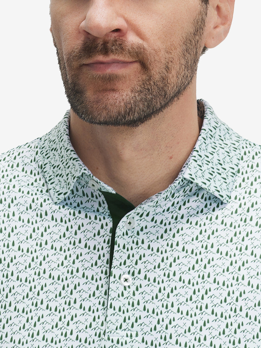 Swing in Style: 4-Way Stretch Performance Printed Golf Polo