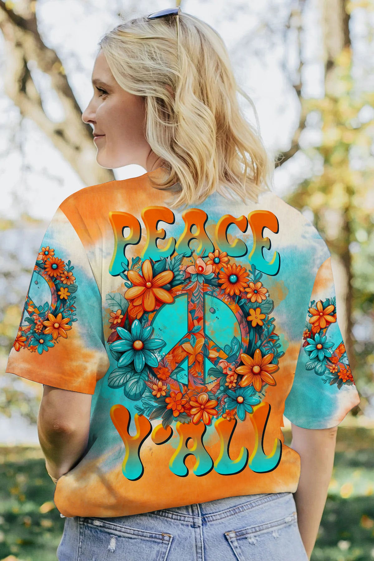 PEACE Y'ALL FLORALS TIE DYE ALL OVER PRINT - TLTR2006232