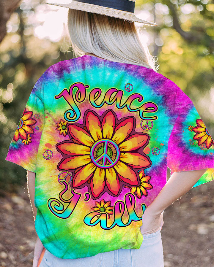 PEACE Y'ALL TIE DYE SUNFLOWER ALL OVER PRINT - TLTW1306231