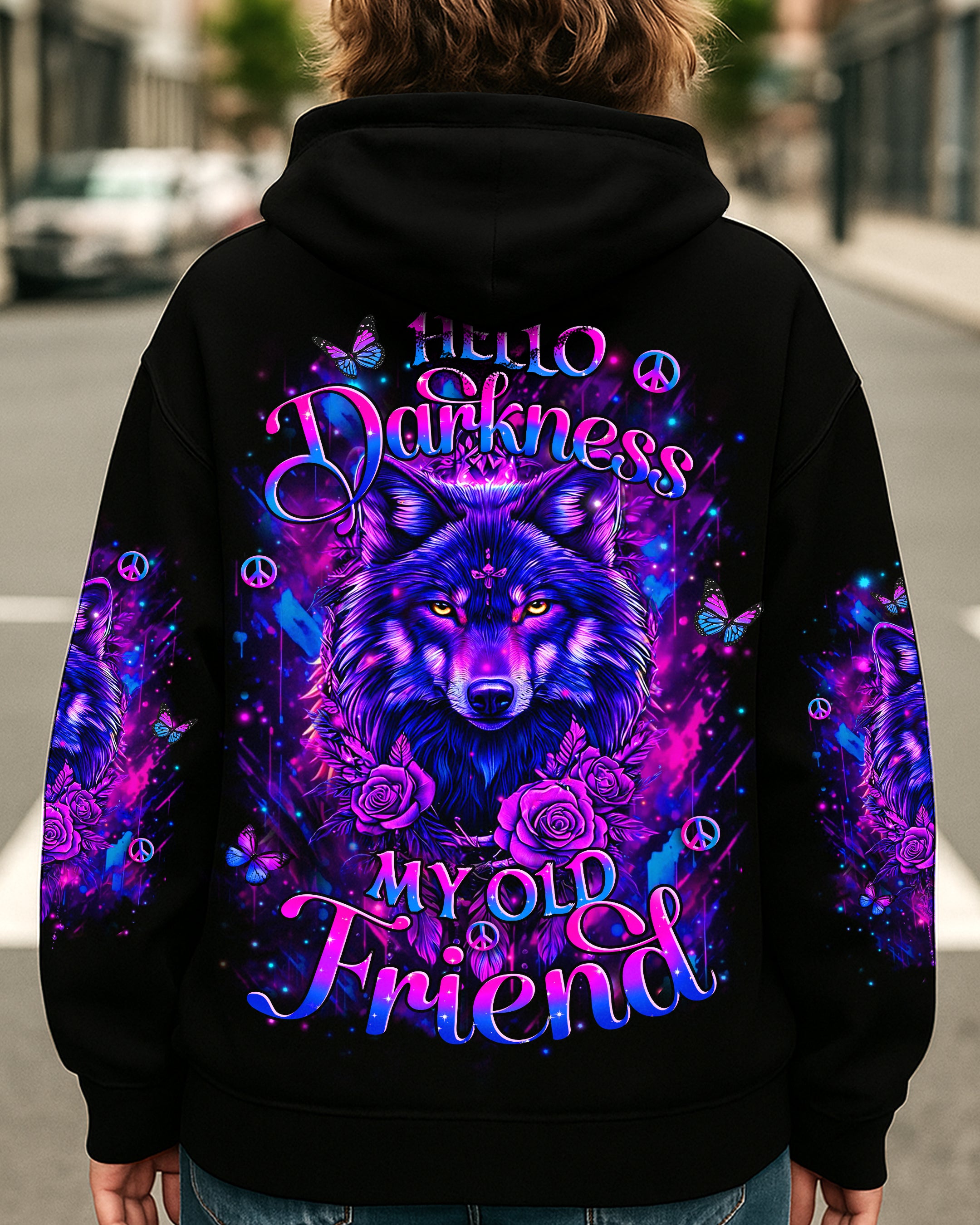 HELLO DARKNESS MY OLD FRIEND WOLF ALL OVER PRINT - YHHN0810254