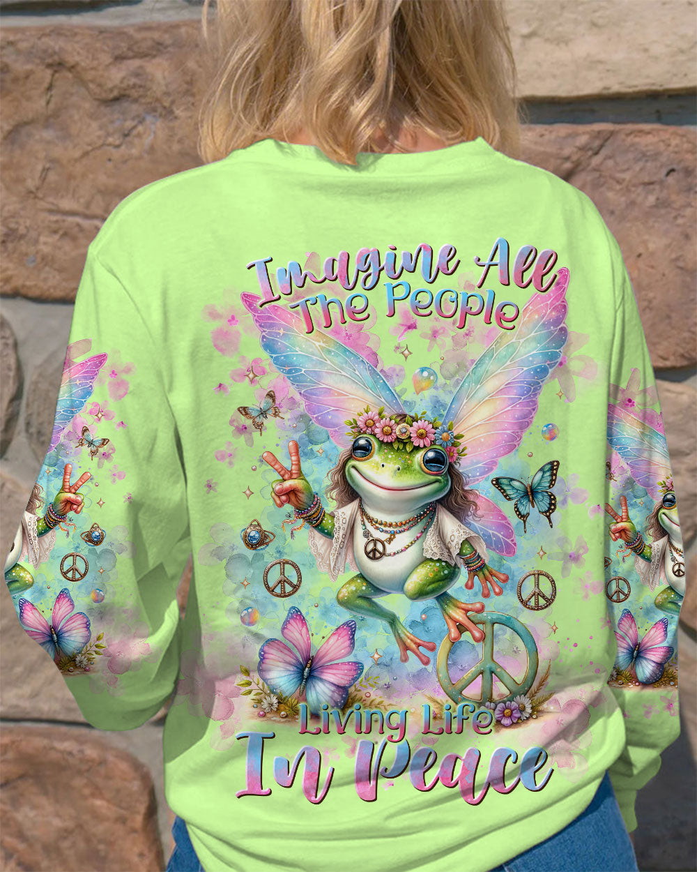 IMAGINE ALL THE PEOPLE LIVING LIFE IN PEACE FROG ALL OVER PRINT - TLNT0712233