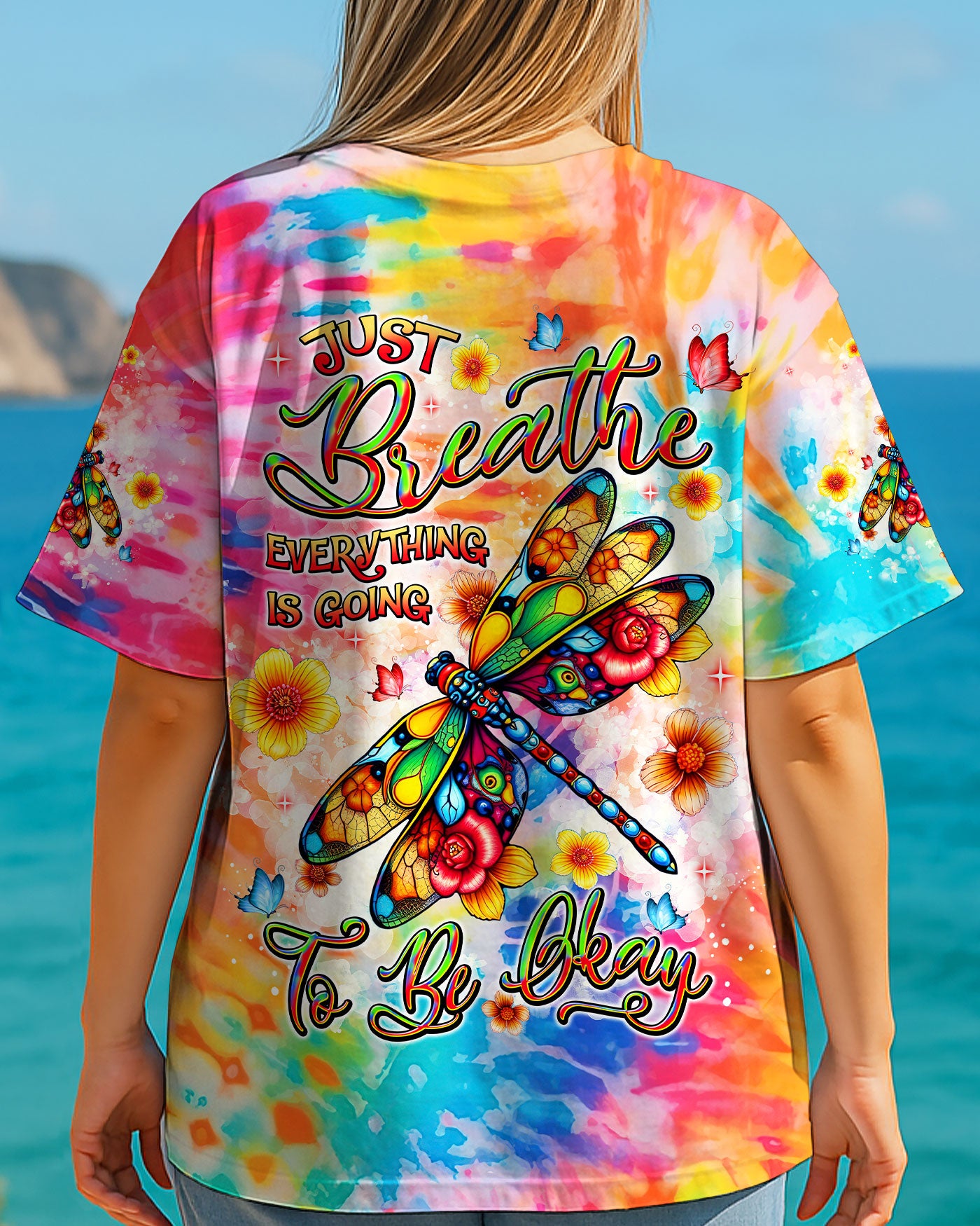 JUST BREATHE DRAGONFLY TIE DYE ALL OVER PRINT - TLNT2904251